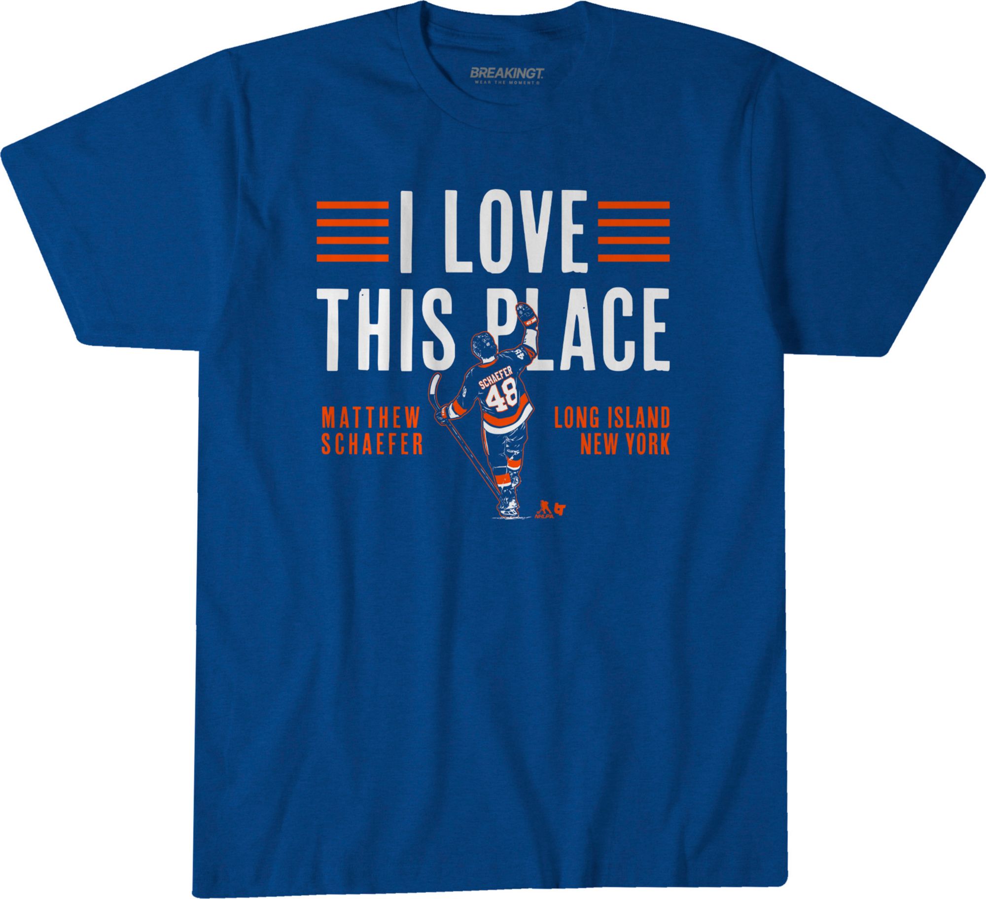 BreakingT Adult New York Matthew Schaeffer I Love This Place T-Shirt, Men's, XXL, Blue