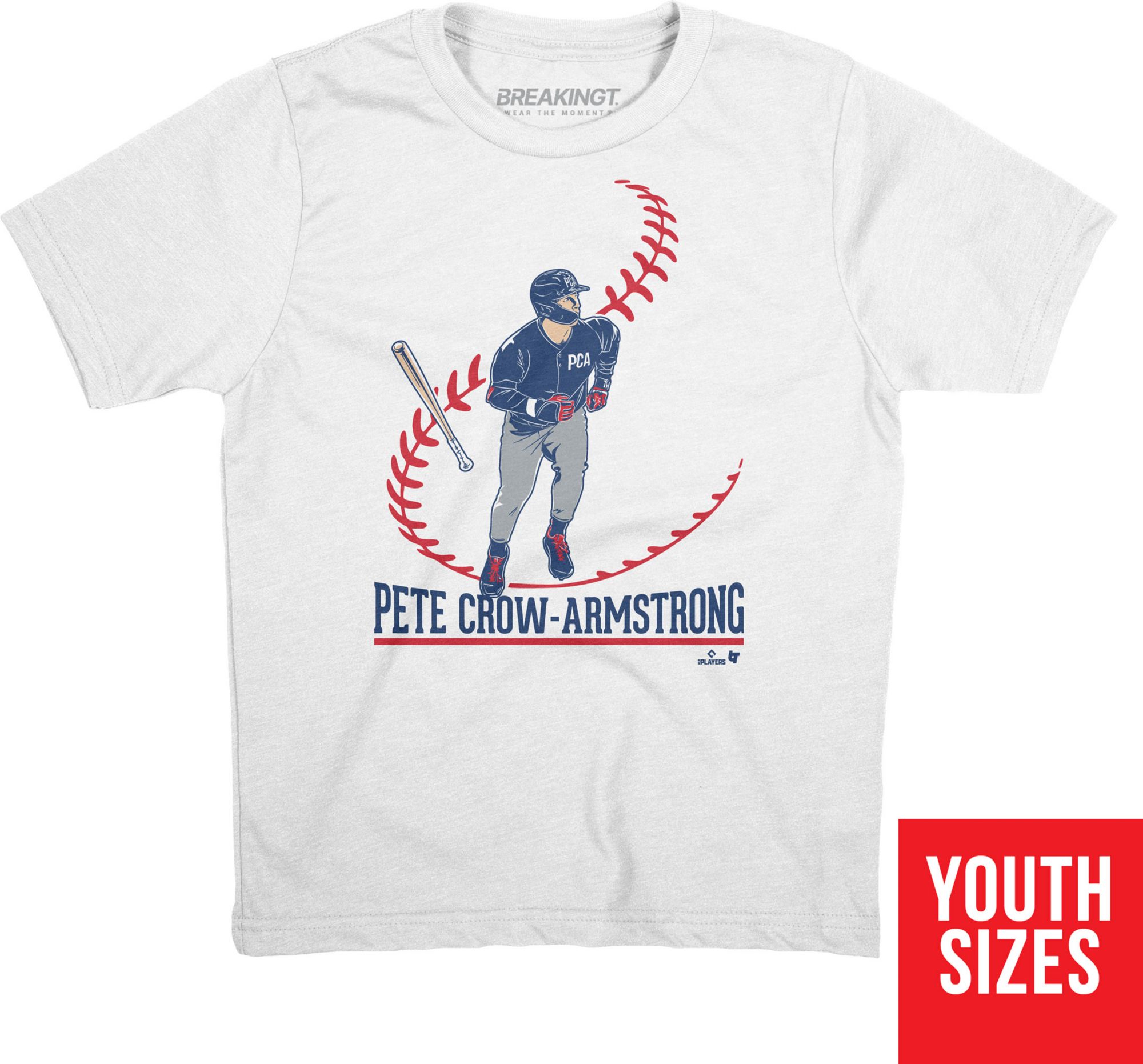 BreakingT Youth Chicago Cubs Pete Crow Armstrong #4 White Big League Cotton T-Shirt