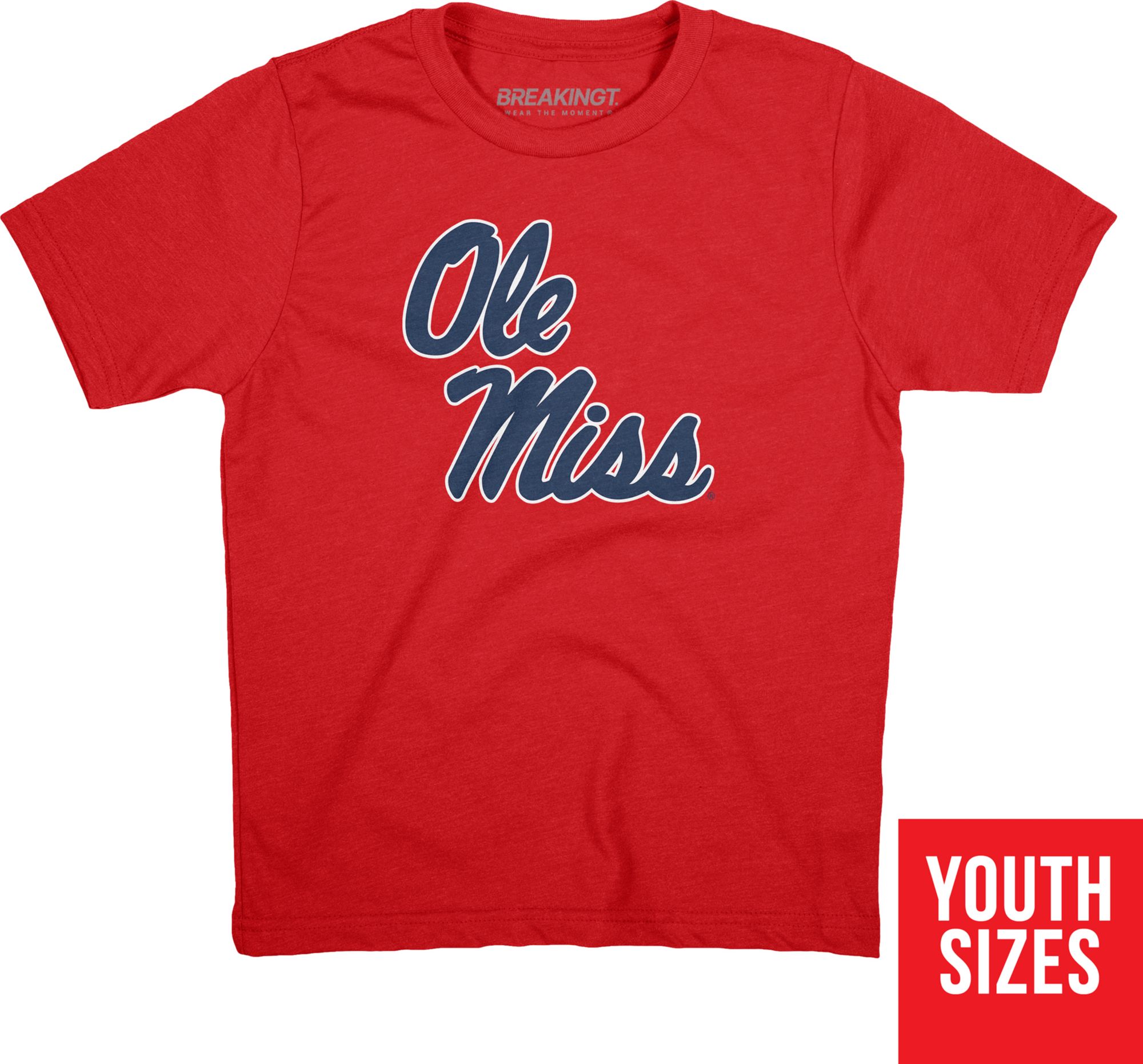 BreakingT Youth Ole Miss Rebels Red Primary Logo T-Shirt