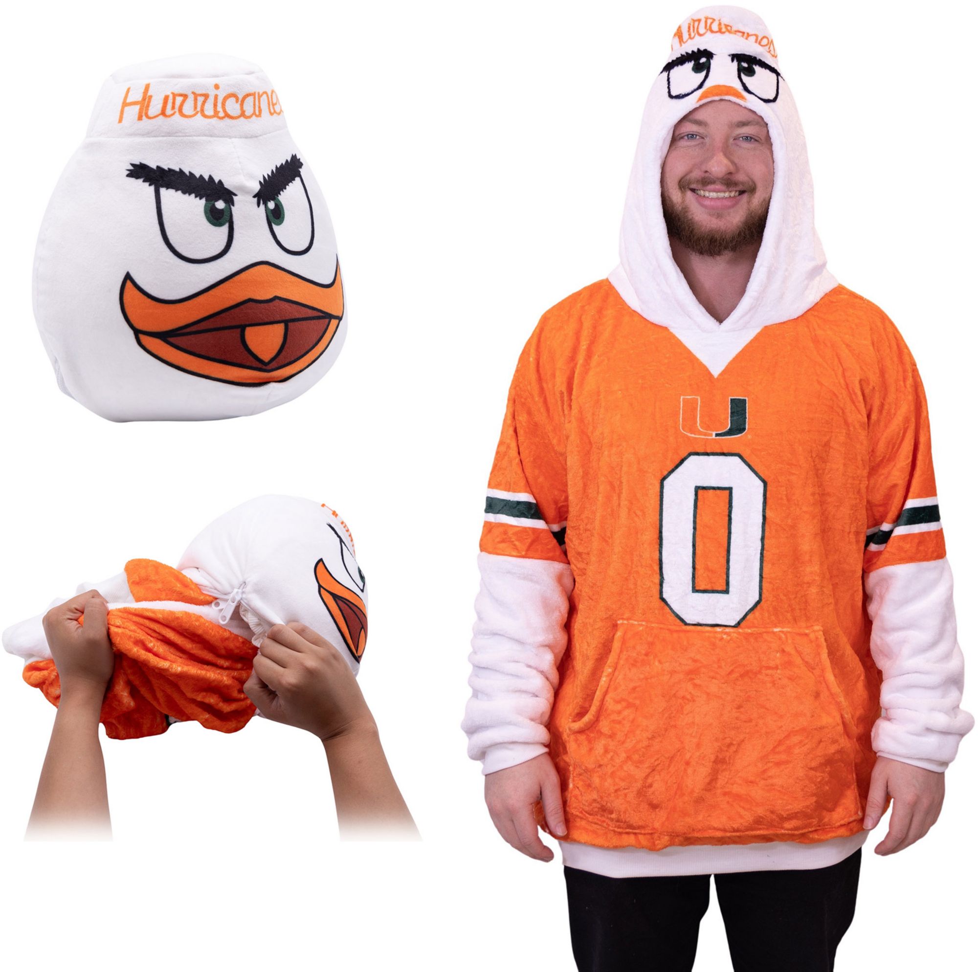 Orange Onions Miami Hurricanes Snugible 2-in-1 Blanket Hoodie and Pillow