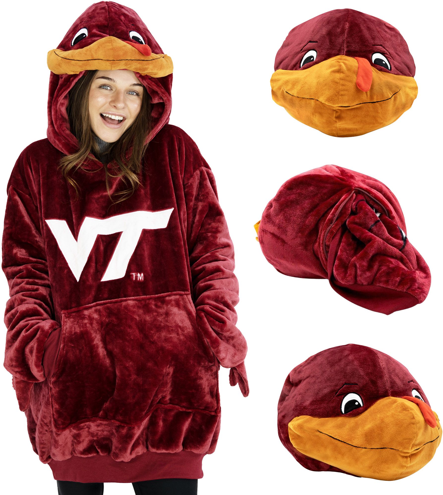 Orange Onions Virginia Tech Hokies Snugible 2-in-1 Blanket Hoodie and Pillow