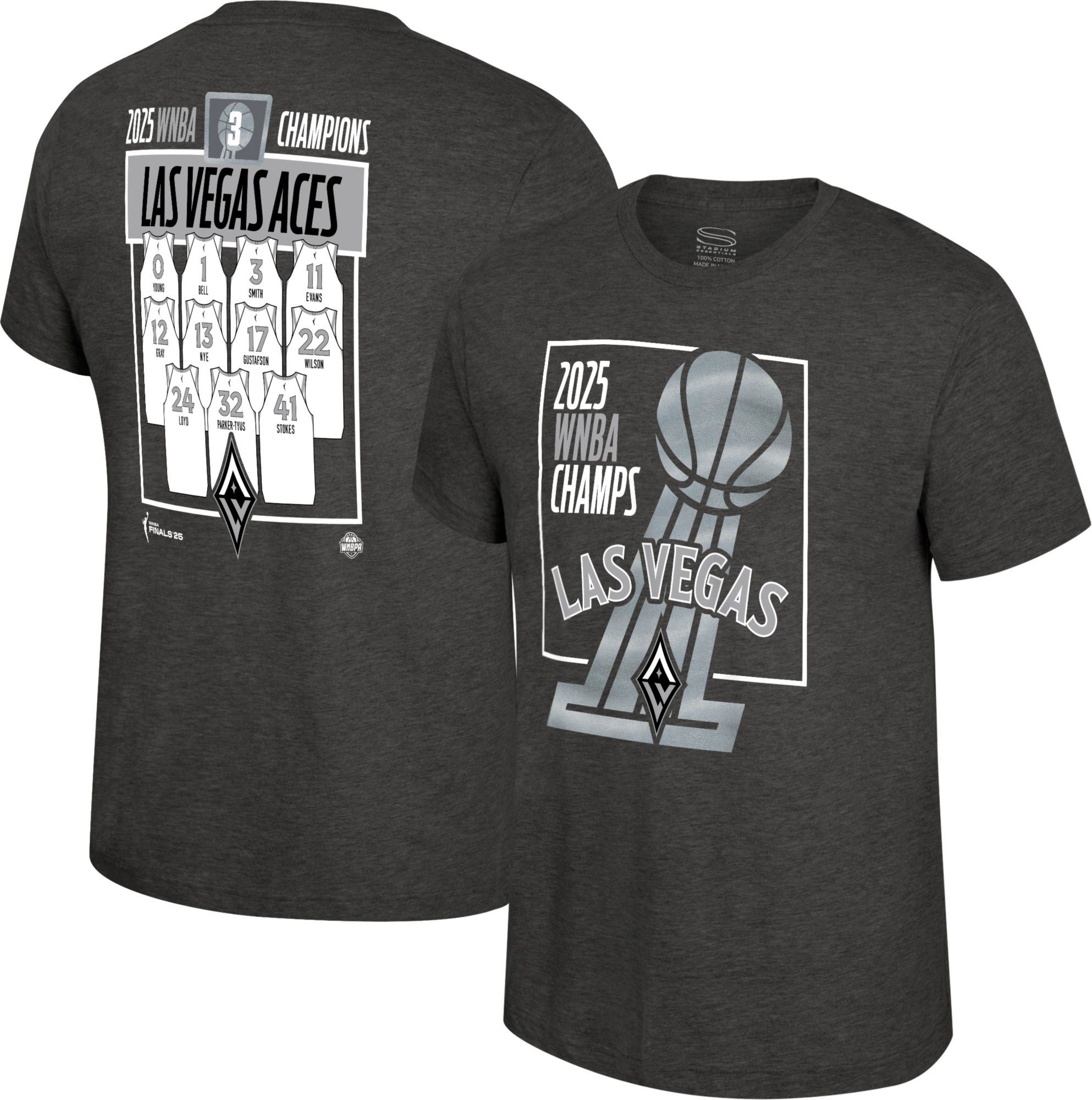 Stadium Essentials Adult 2025 WNBA Champions Las Vegas Aces Roster T-Shirt
