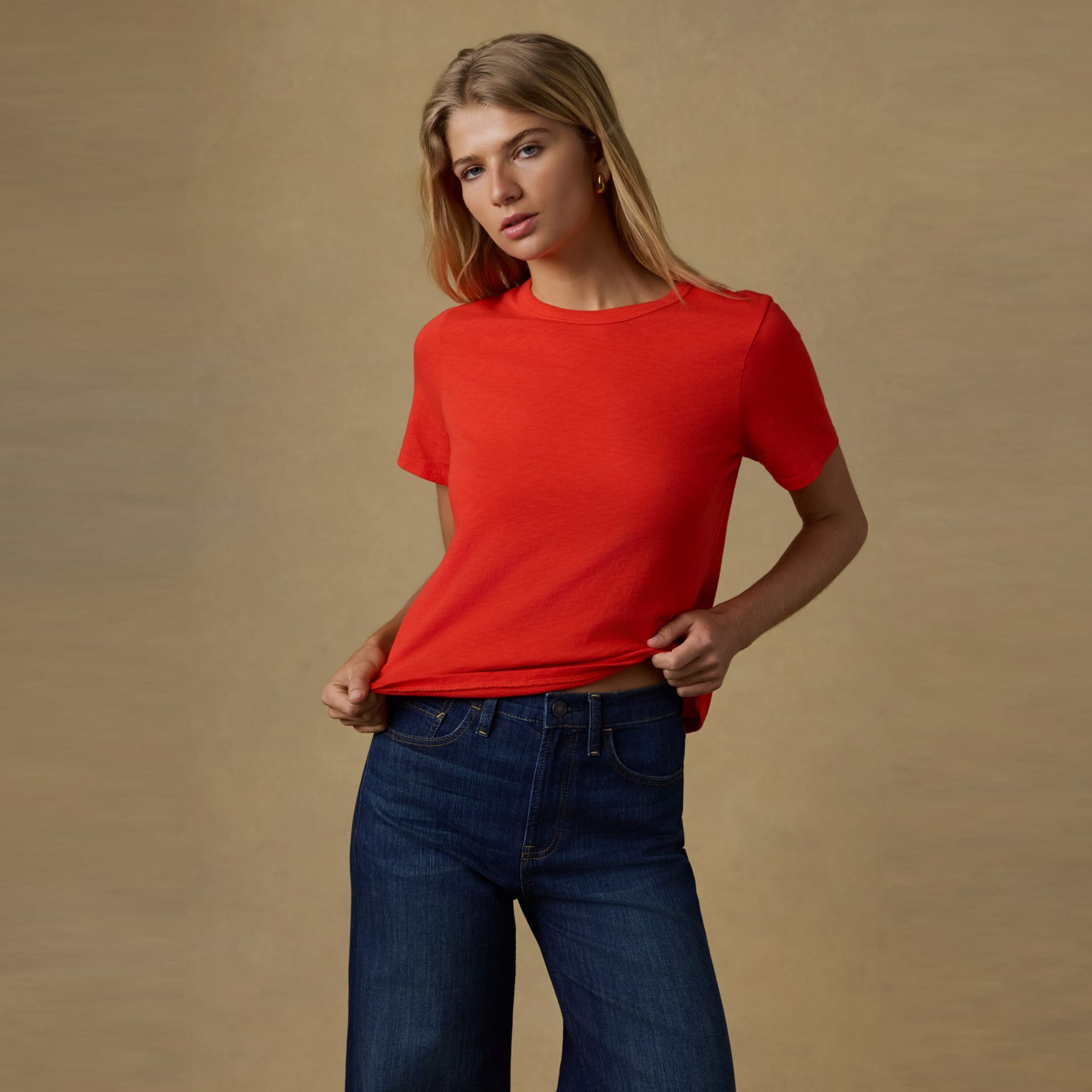 Faherty Women's Sunwashed Short Sleeve Crew T-Shirt