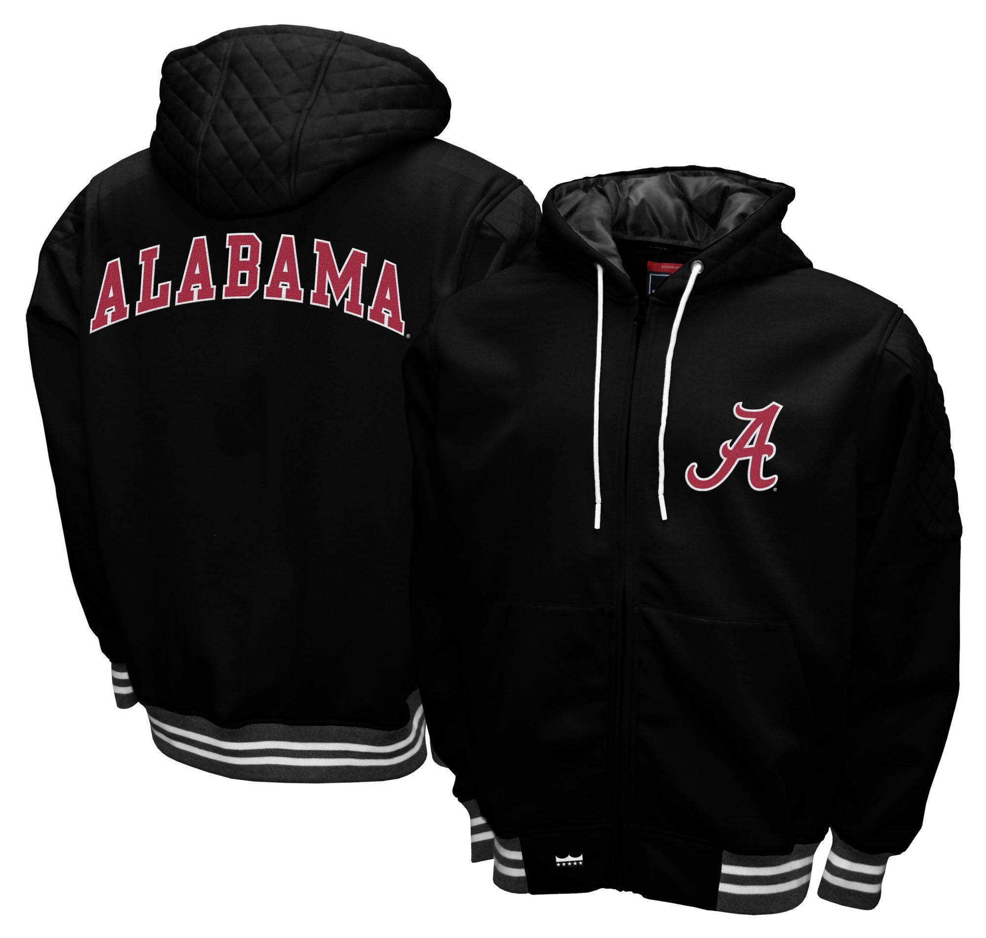 Franchise Club Men's Alabama Crimson Tide Black Grind Zip-Up Hoodie