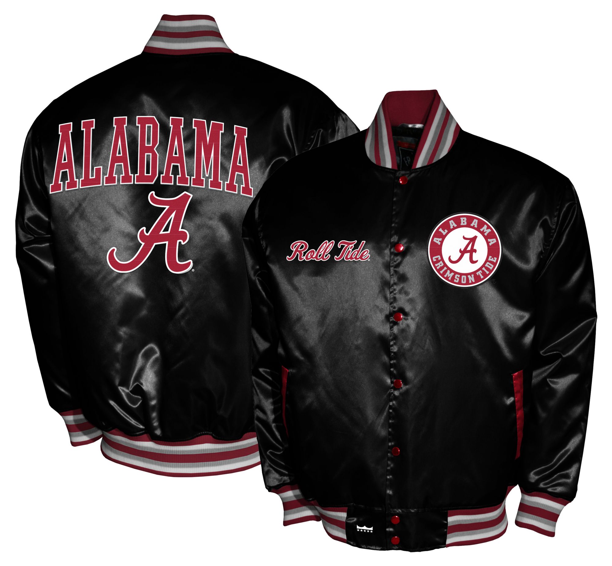 Franchise Club Men's Alabama Crimson Tide Black Satin Jacket