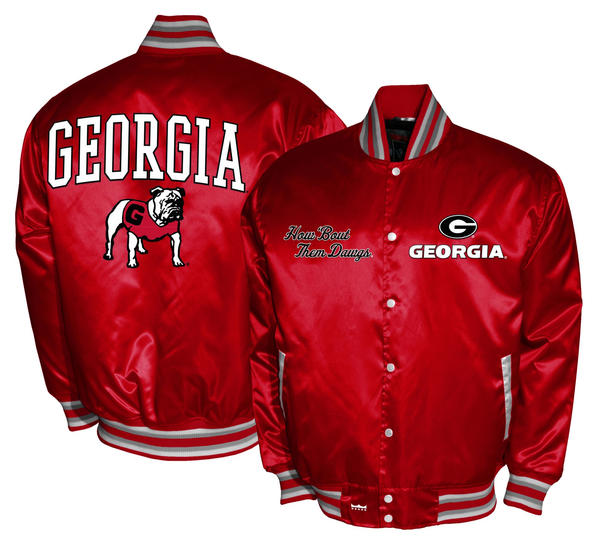 Franchise Club Men's Georgia Bulldogs Red Satin Jacket
