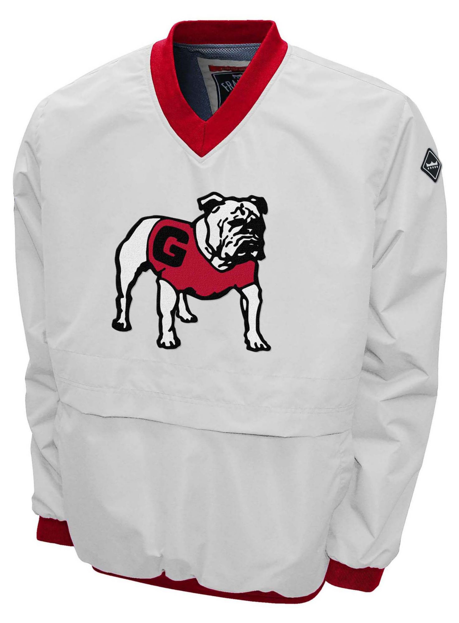 Franchise Club Men's Georgia Bulldogs White Big Logo Windshell Pullover