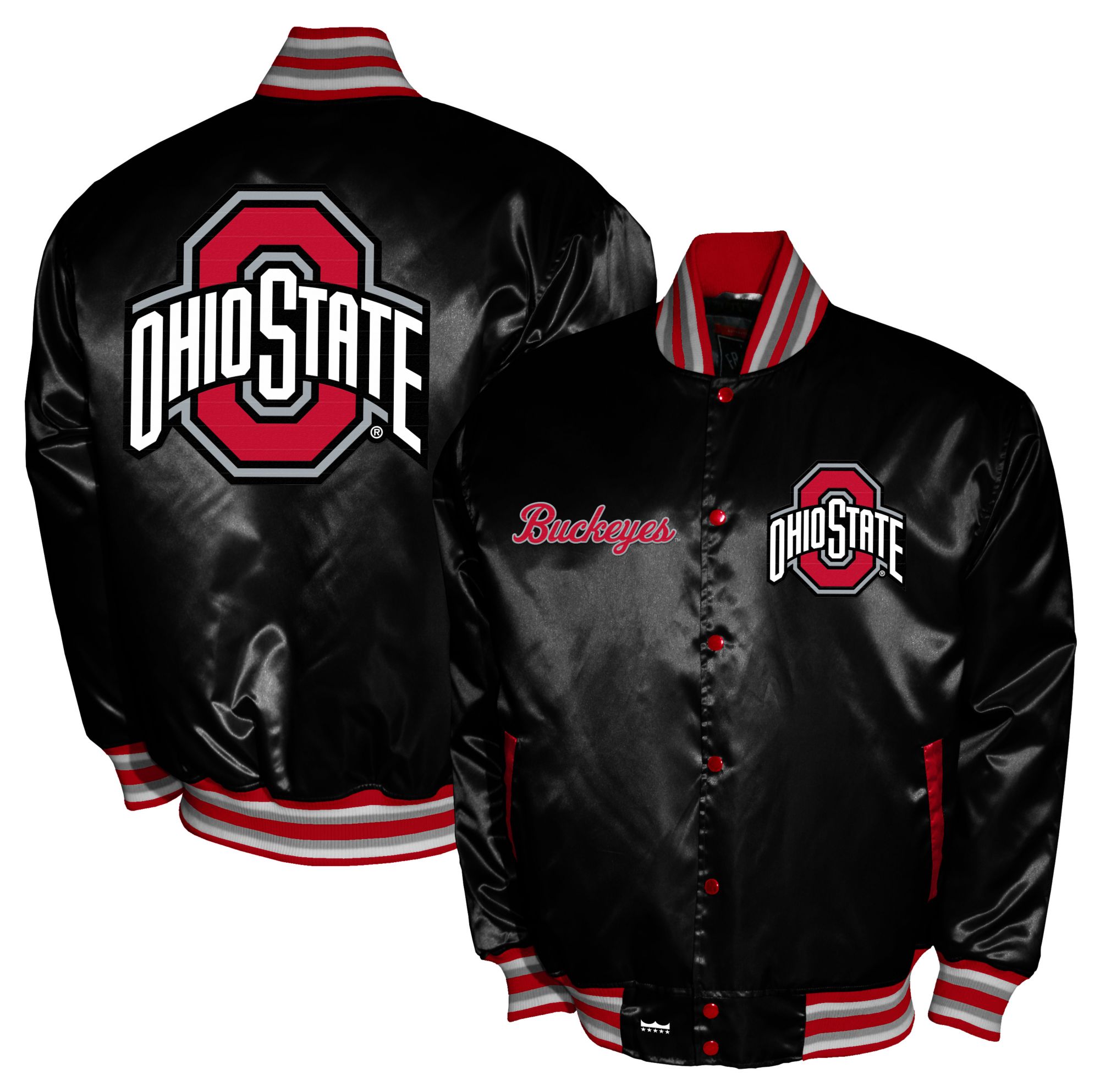 Franchise Club Men's Ohio State Buckeyes Black Satin Jacket