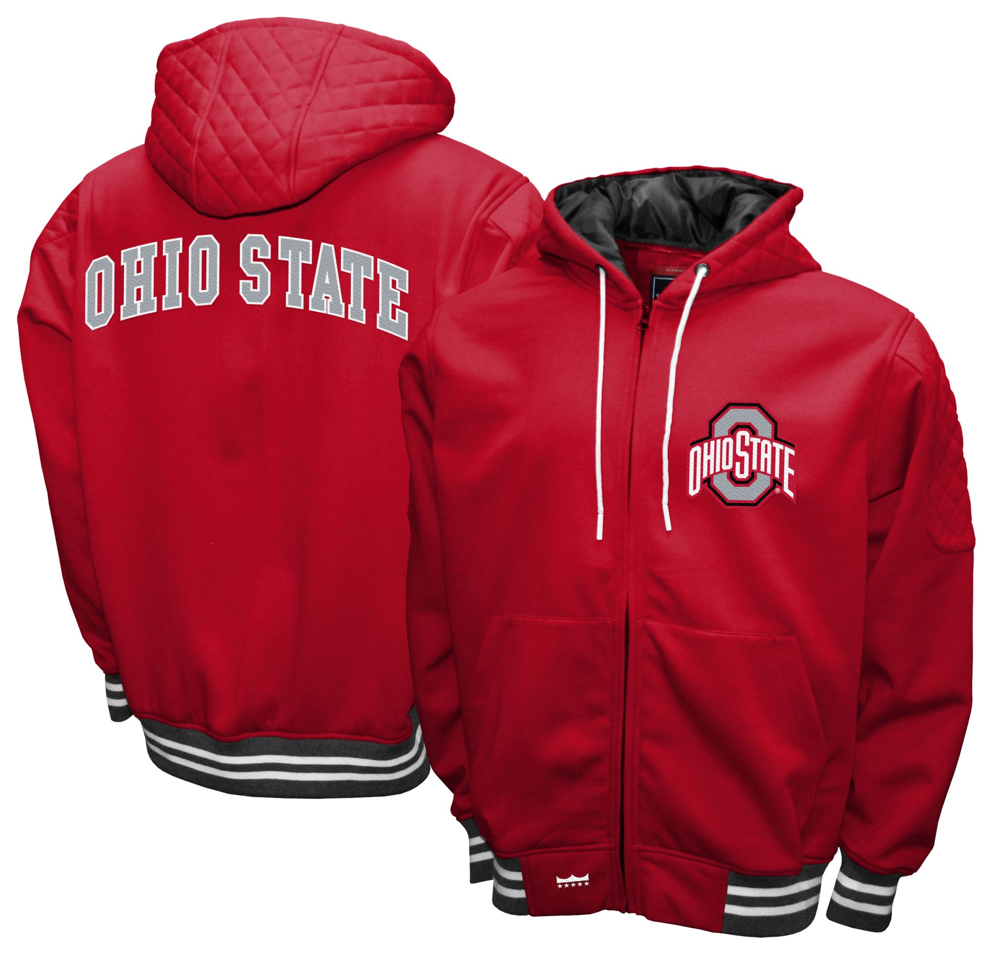 Franchise Club Men's Ohio State Buckeyes Red Grind Zip-Up Hoodie