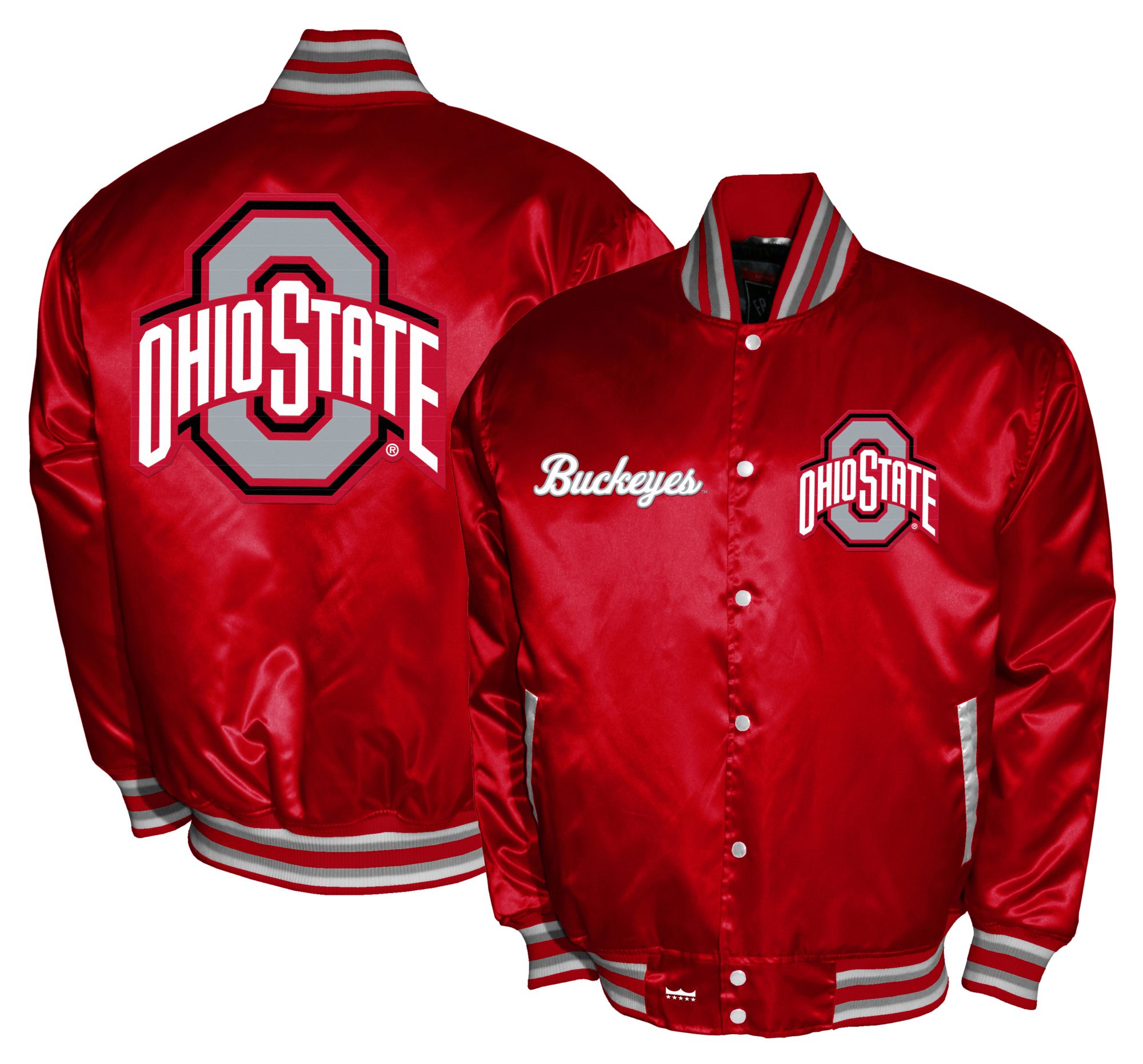Franchise Club Men's Ohio State Buckeyes Red Satin Jacket