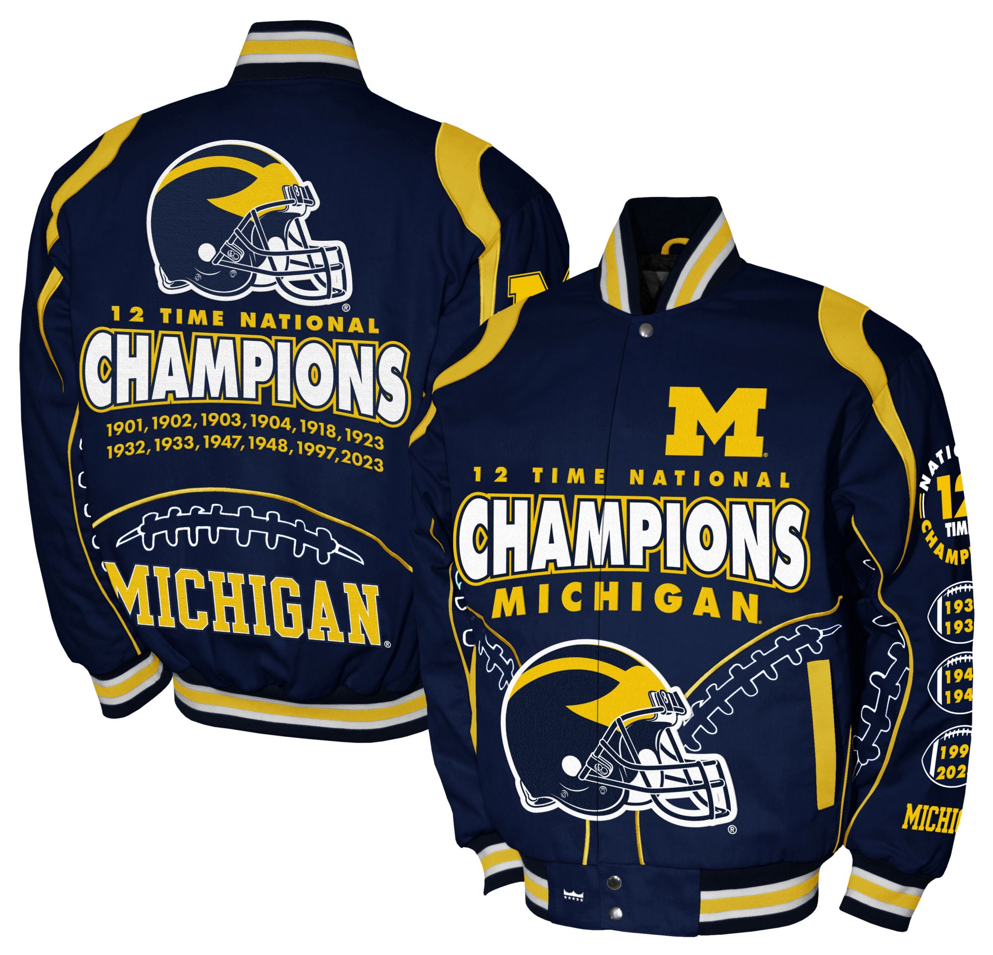 Franchise Club Men's Michigan Wolverines Navy Commemorative Twill Jacket