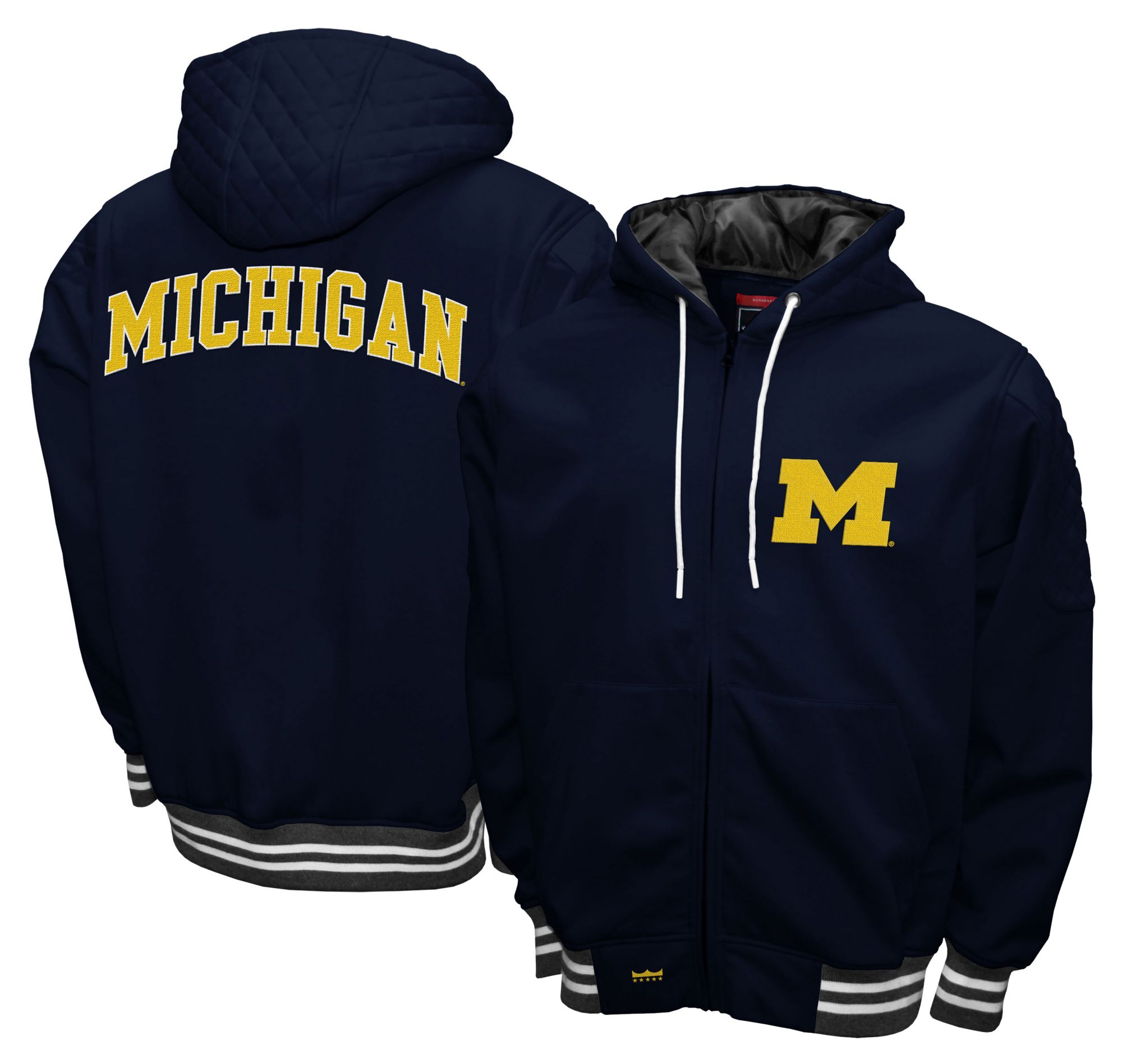 Franchise Club Men's Michigan Wolverines Navy Grind Zip-Up Hoodie