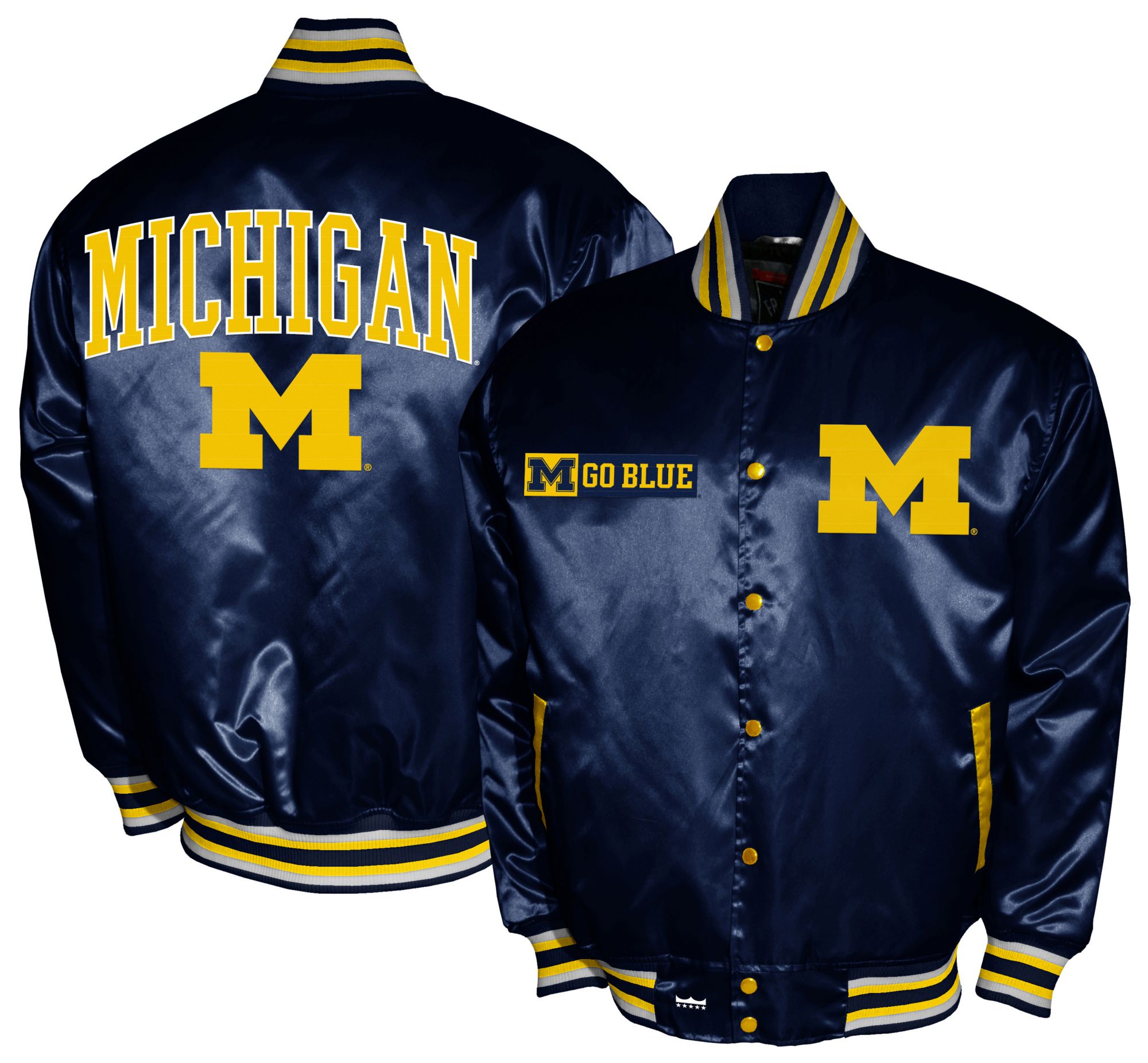 Franchise Club Men's Michigan Wolverines Navy Satin Jacket