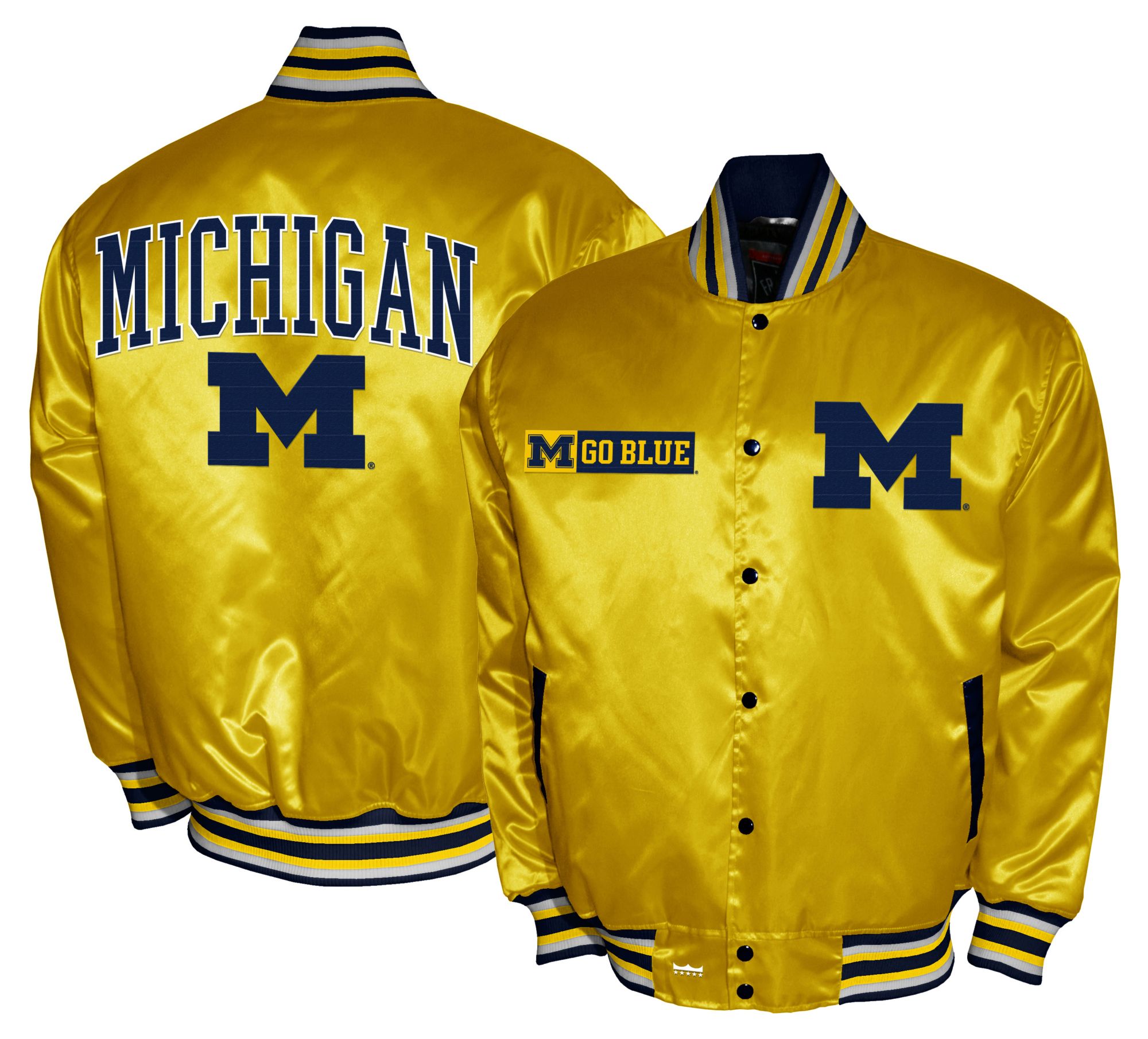 Franchise Club Men's Michigan Wolverines Maize Satin Jacket
