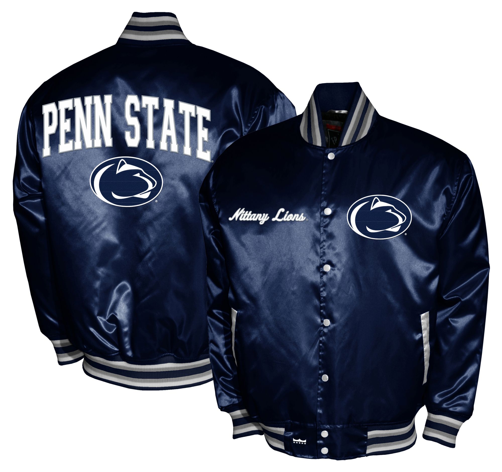 Franchise Club Men's Penn State Nittany Lions Navy Satin Jacket