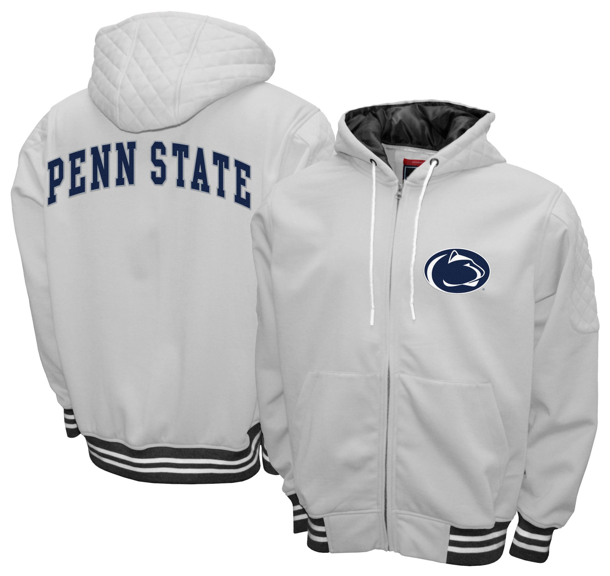 Franchise Club Men's Penn State Nittany Lions White Grind Zip-Up Hoodie