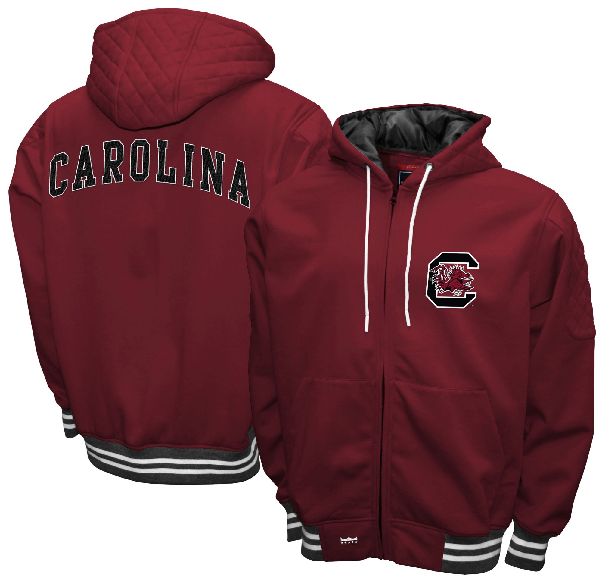 Franchise Club Men's South Carolina Gamecocks Garnet Grind Zip-Up Hoodie