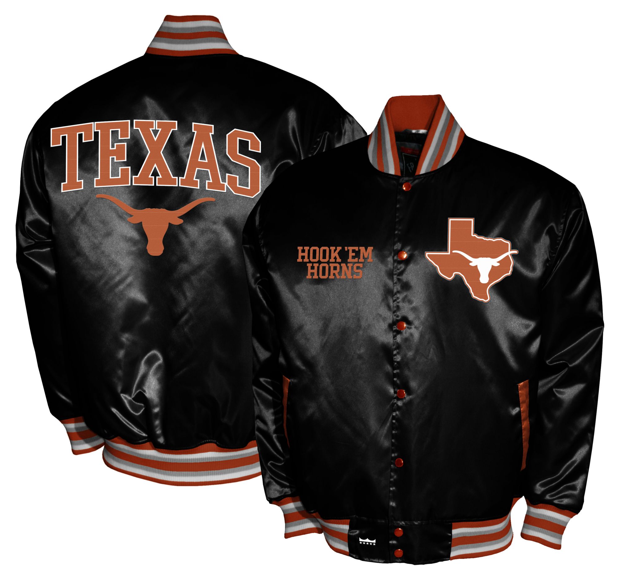 Franchise Club Men's Texas Longhorns Black Satin Jacket