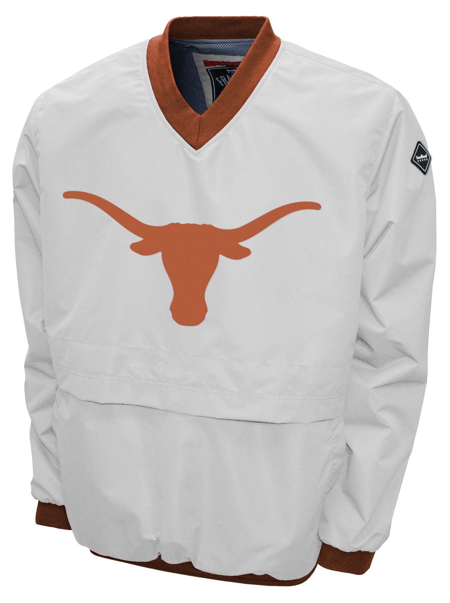 Franchise Club Men's Texas Longhorns White Big Logo Windshell Pullover