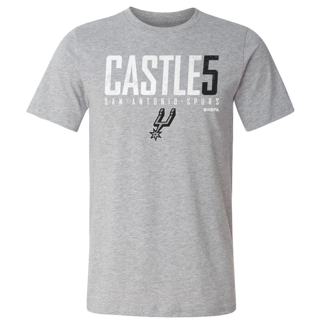 500 LEVEL Men's San Antonio Spurs Stephon Castle #5 Gray Elite T-Shirt