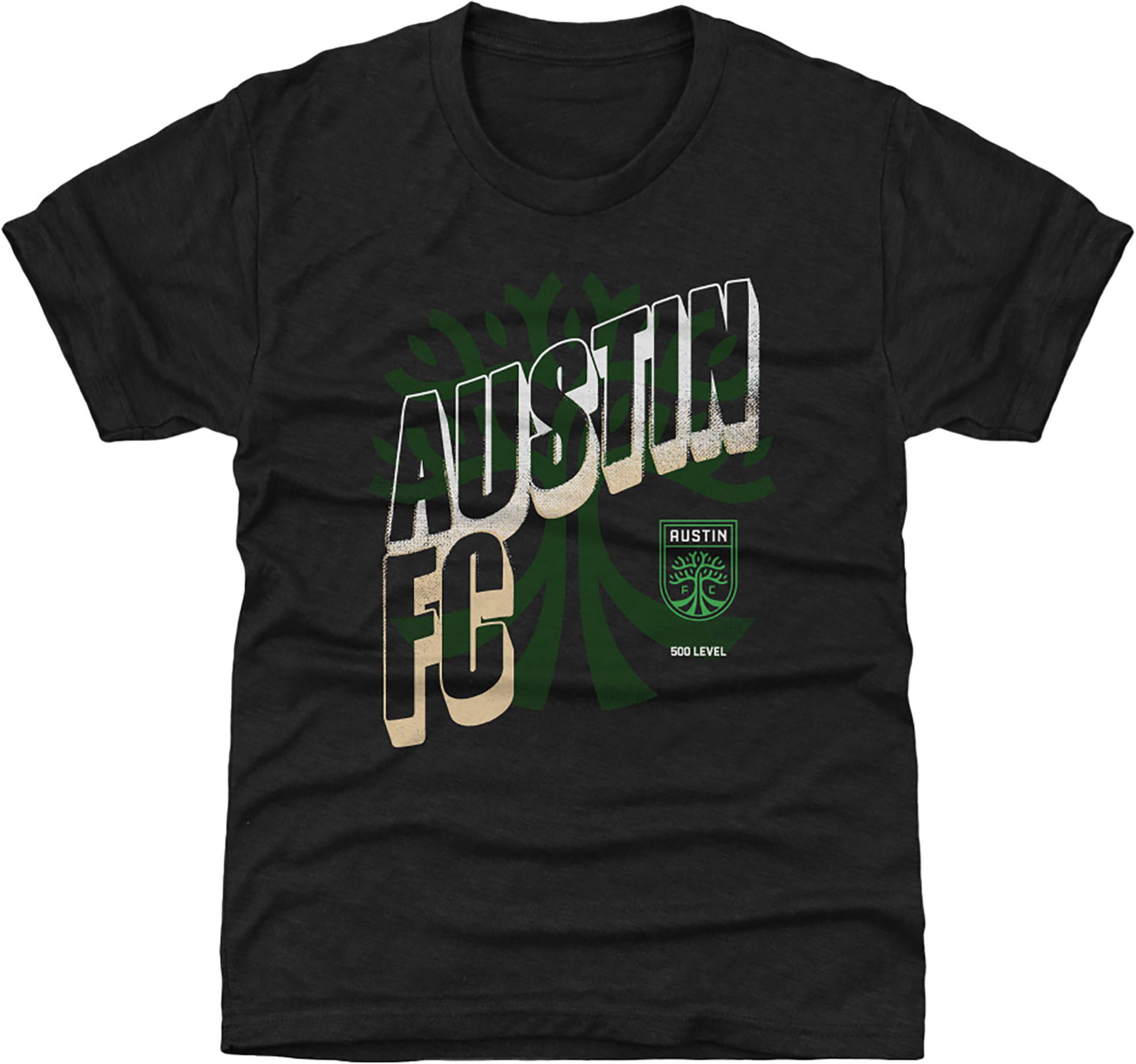 500 LEVEL Youth Austin FC Black Wave Bold T-Shirt