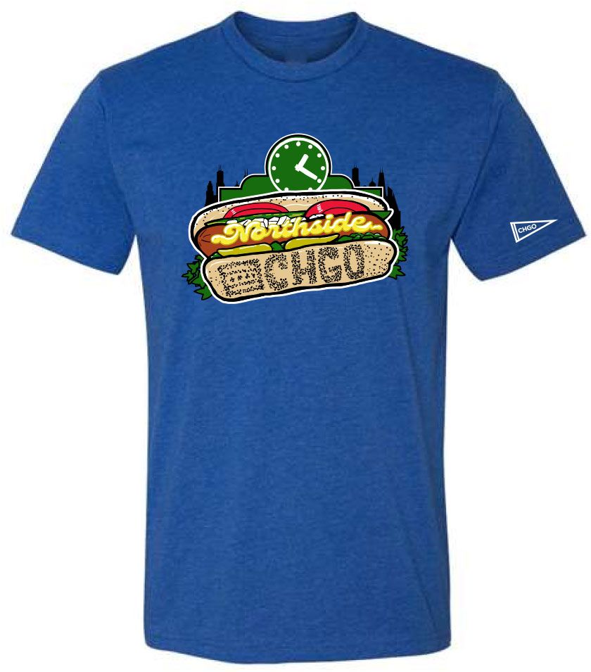 ALLCITY Men's Chicago Cubs Blue 'Hot Dog' T-Shirt