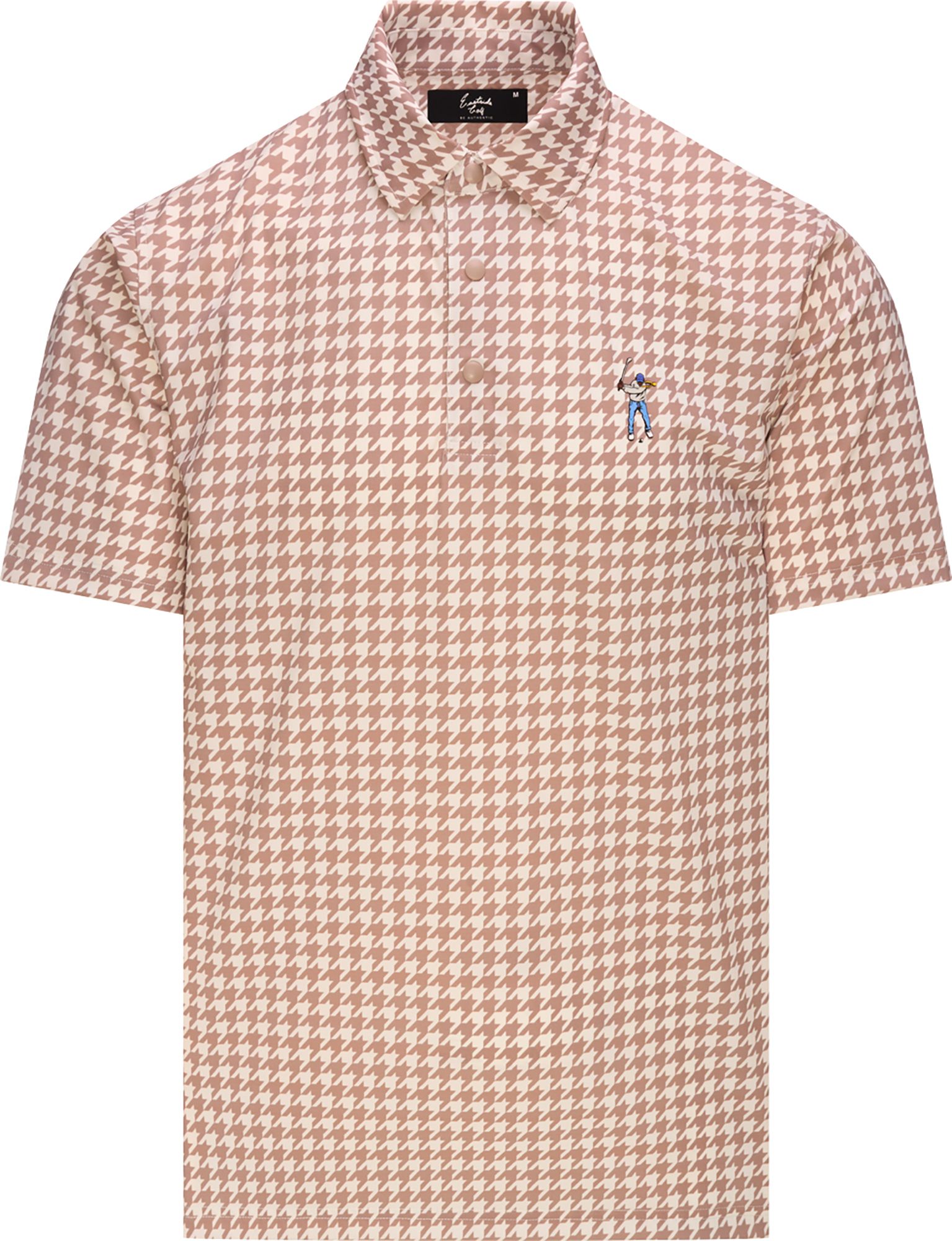 Eastside Golf Men's Snap Placket Golf Polo, Medium, Jetstream Houndstooth Black