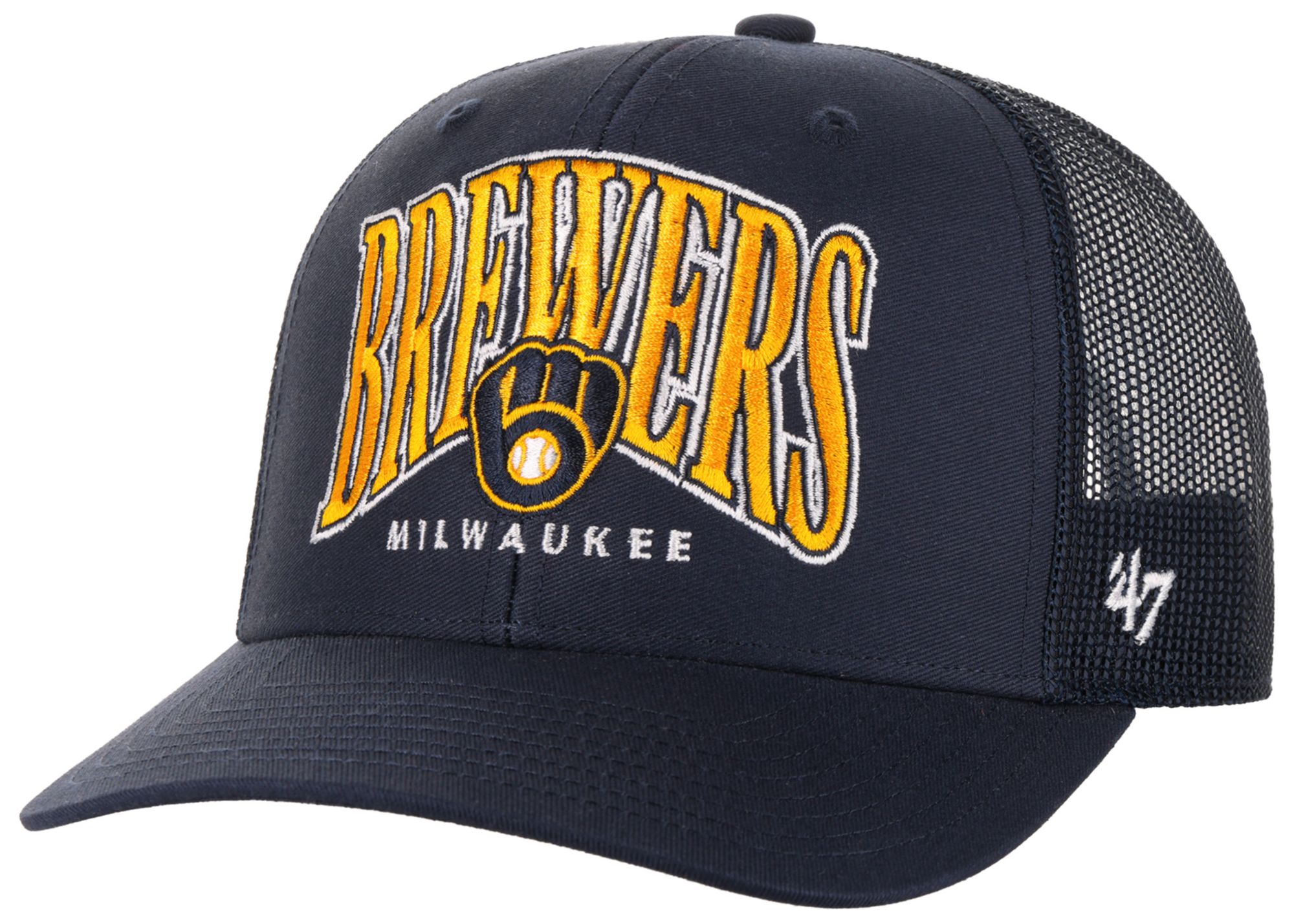 '47 Adult Milwaukee Brewers Navy Drawbridge Trucker Adjustable Hat