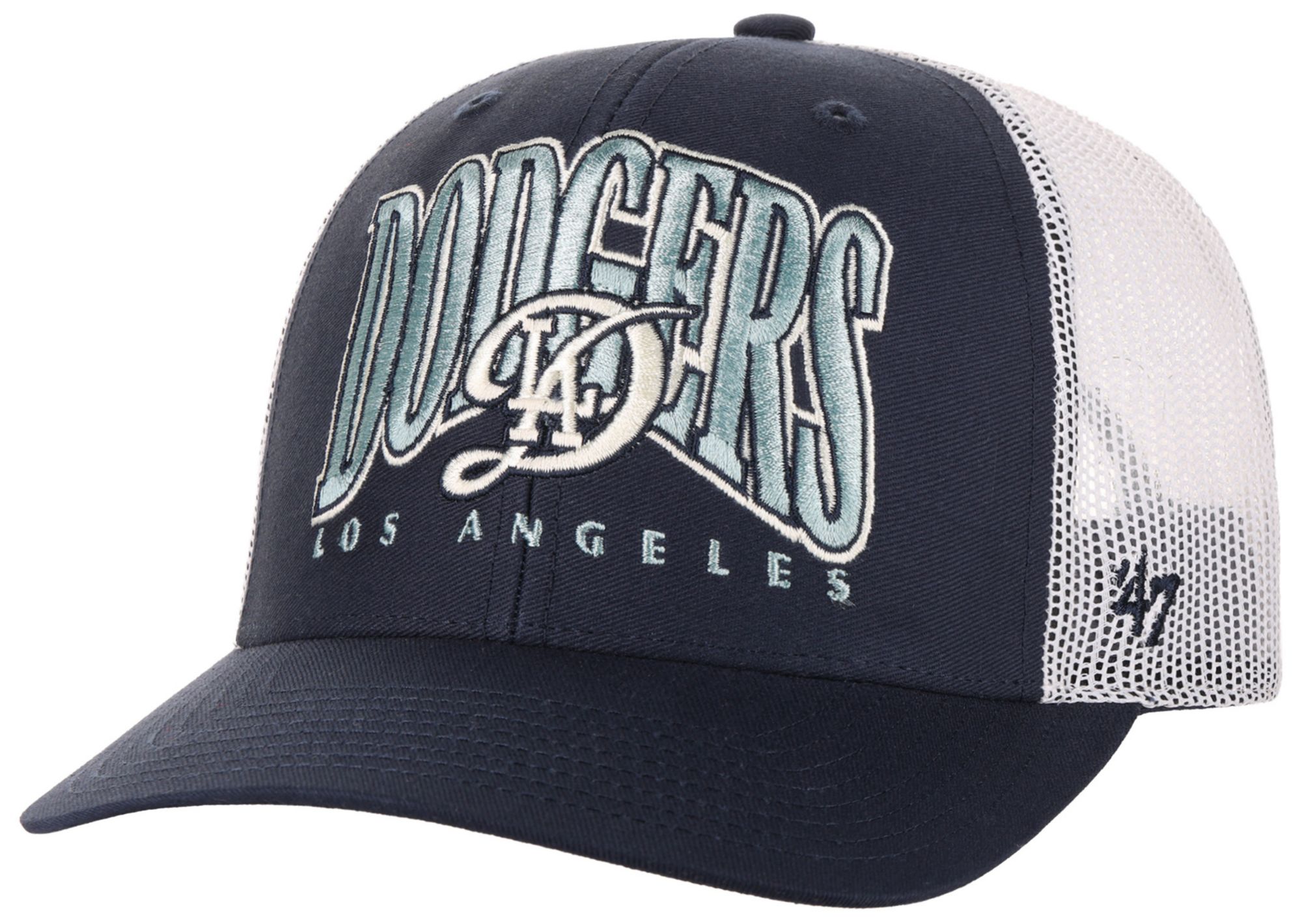 '47 Adult Los Angeles Dodgers White Drawbridge Trucker Adjustable Hat