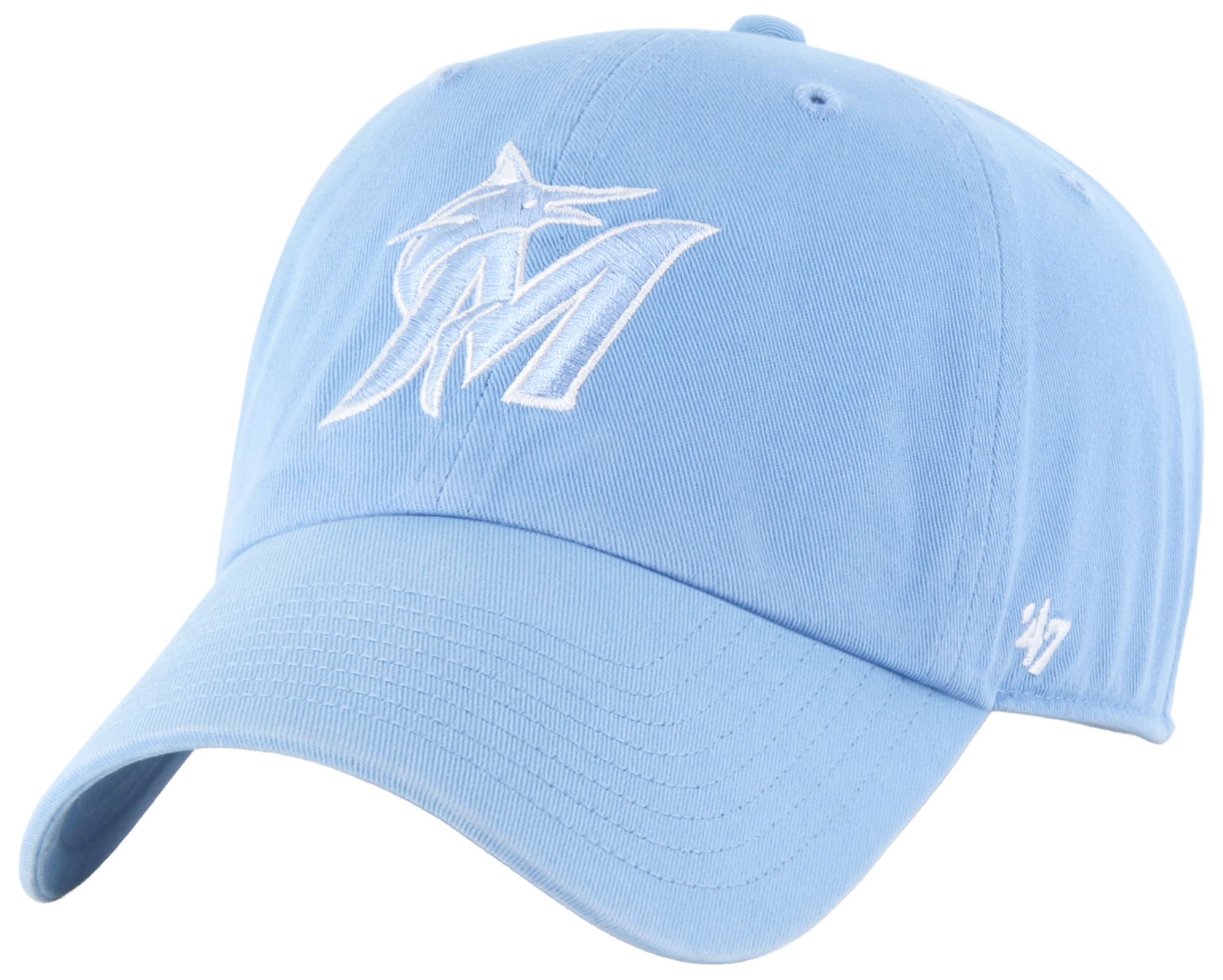 '47 Adult Miami Marlins Light Blue Clean Up Adjustable Hat
