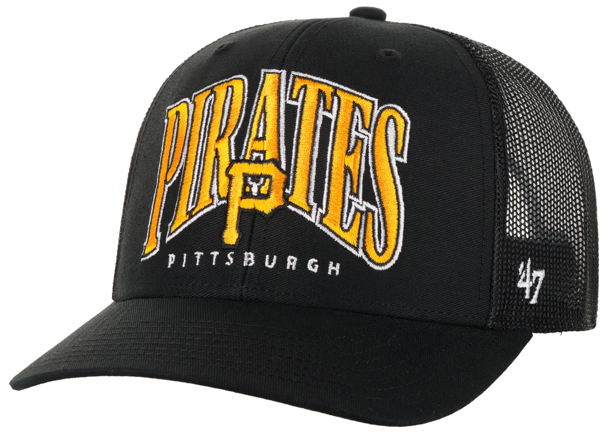 '47 Adult Pittsburgh Pirates Black Drawbridge Trucker Adjustable Hat