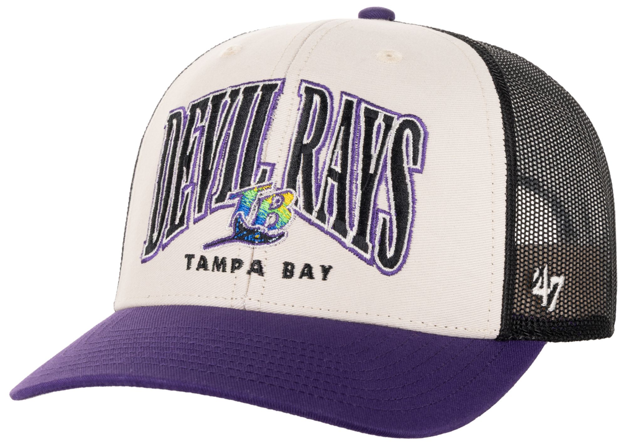'47 Adult Tampa Bay Rays Black Drawbridge Trucker Adjustable Hat