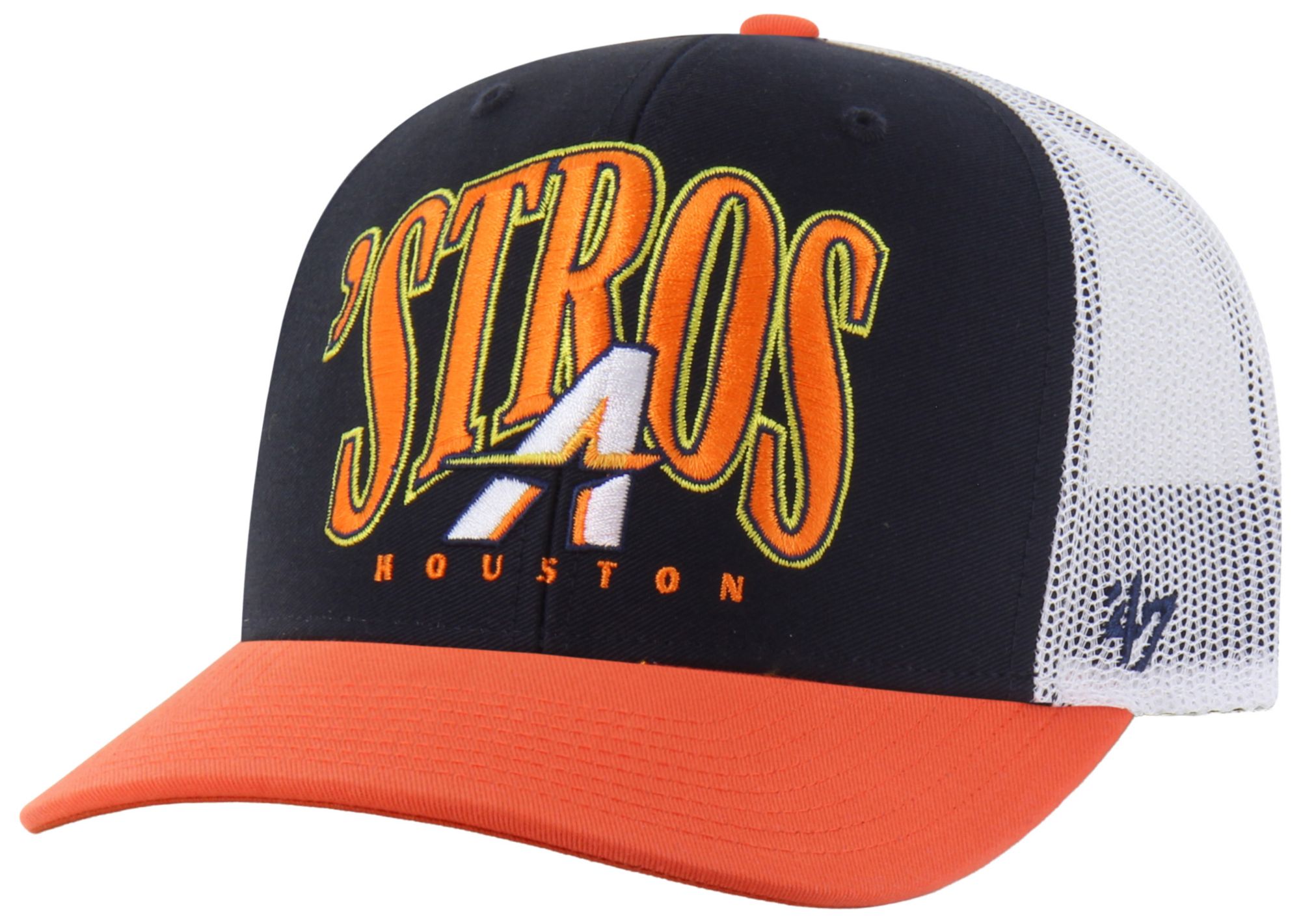 '47 Adult Houston Astros White Drawbridge Trucker Adjustable Hat