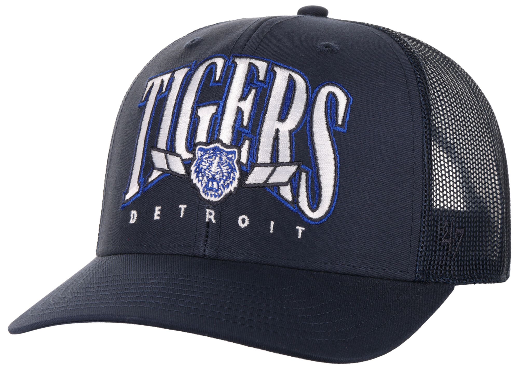 '47 Adult Detroit Tigers Navy Drawbridge Trucker Adjustable Hat