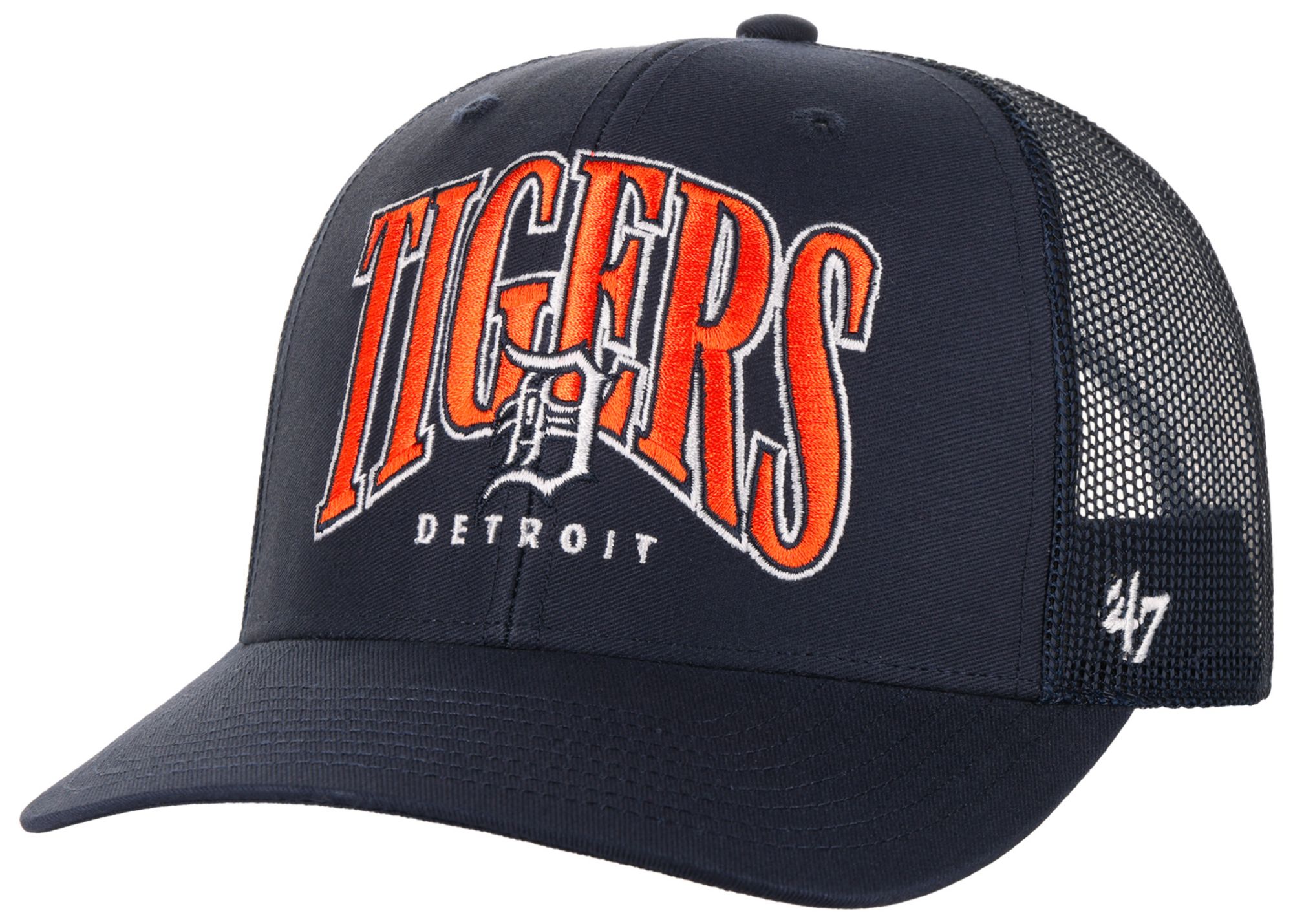 '47 Adult Detroit Tigers Navy Drawbridge Trucker Adjustable Hat