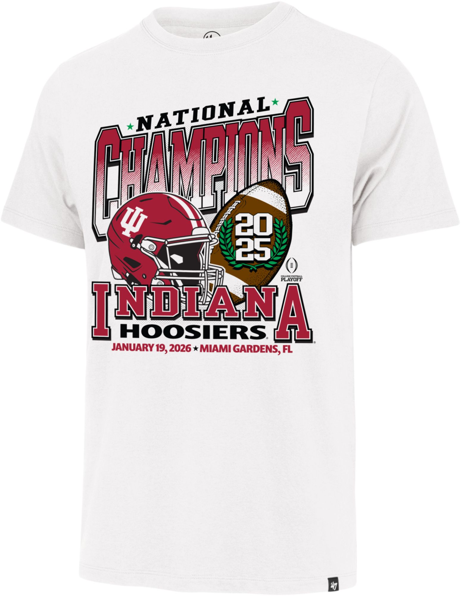 '47 Adult Indiana Hoosiers Helmet 2025-26 CFP National Champions T-Shirt
