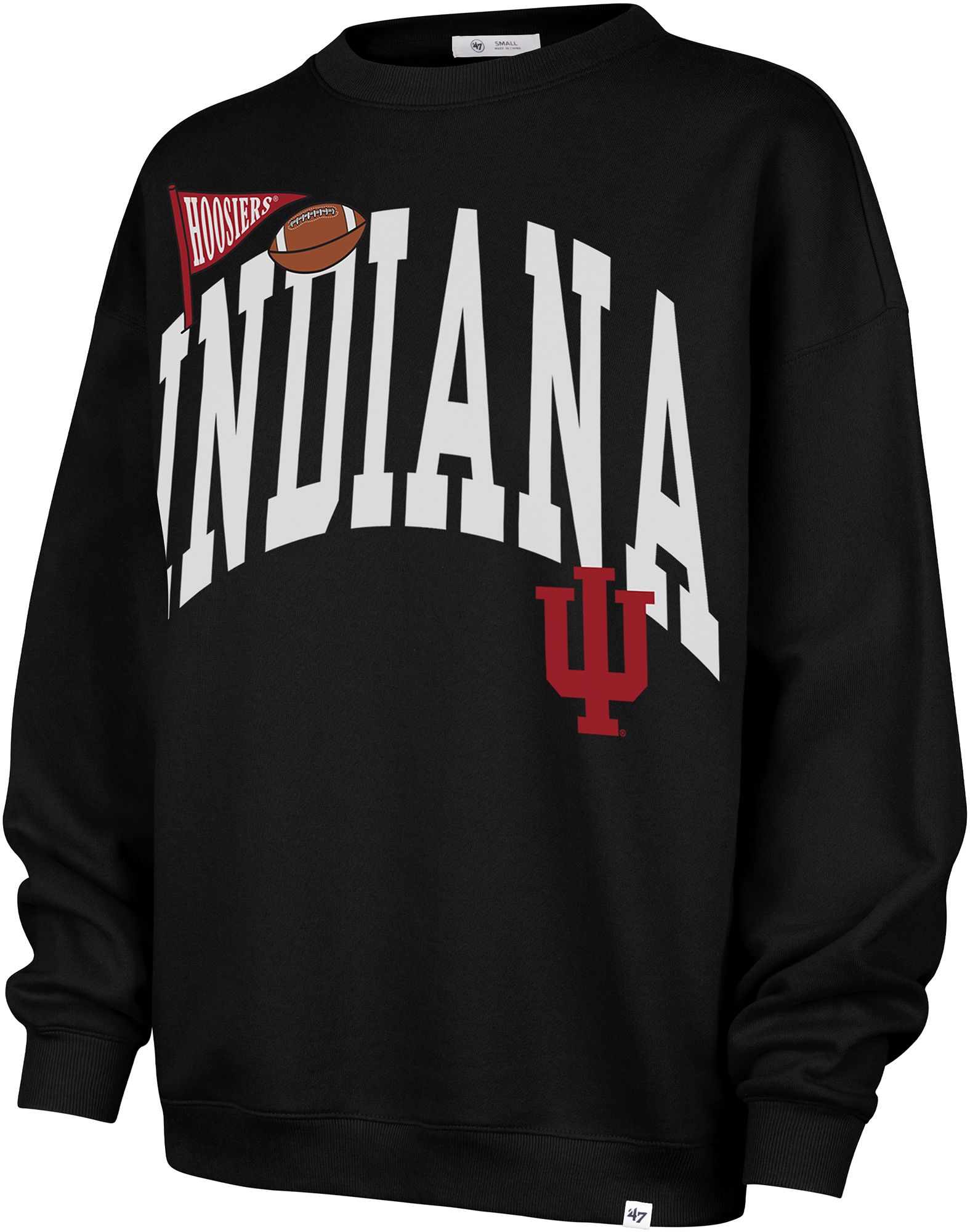 '47 Women's Indiana Hoosiers Arch Black Crewneck Sweatshirt