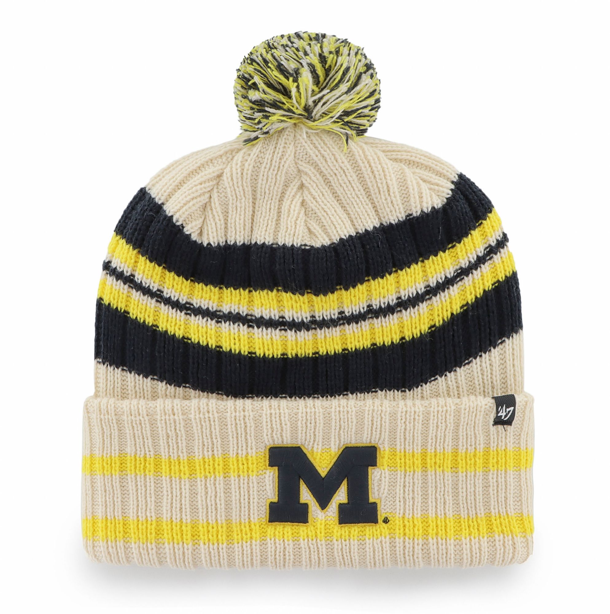 '47 Adult Michigan Wolverines Hone Cuffed Knit Pom Beanie