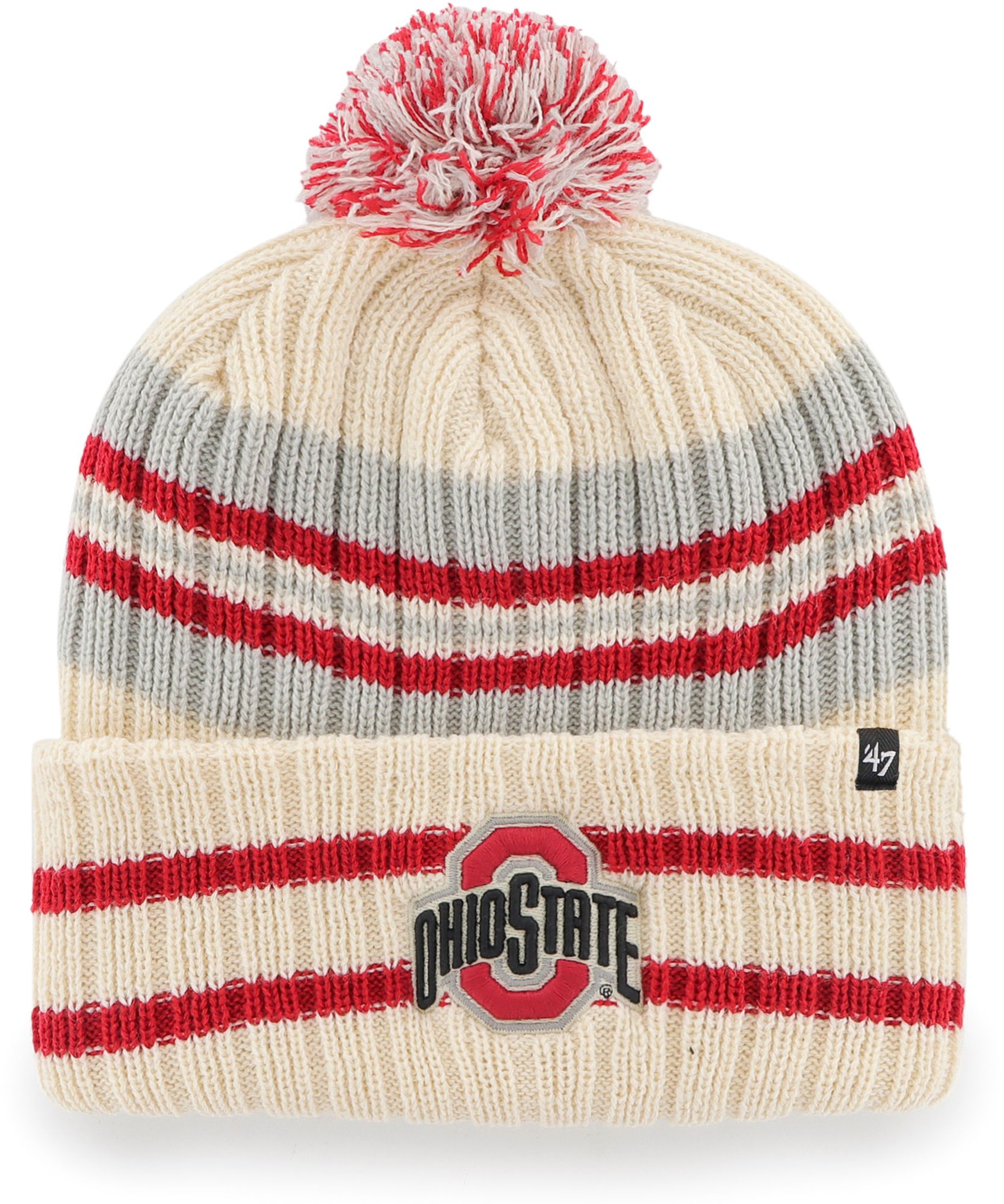 '47 Adult Ohio State Buckeyes Hone Cuffed Knit Pom Beanie