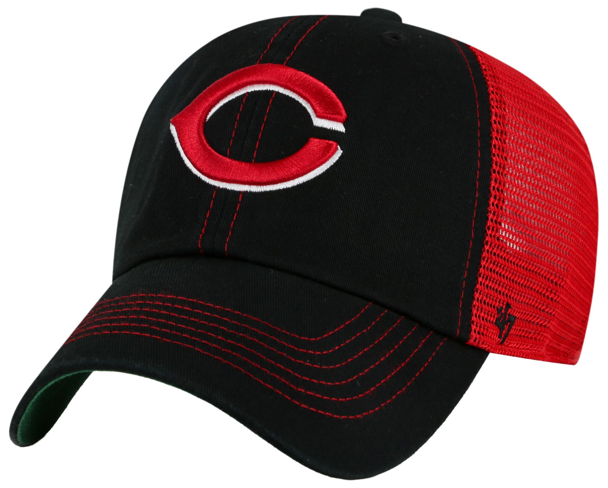 '47 Adult Cincinnati Reds Black Trawler Clean Up Adjustable Hat