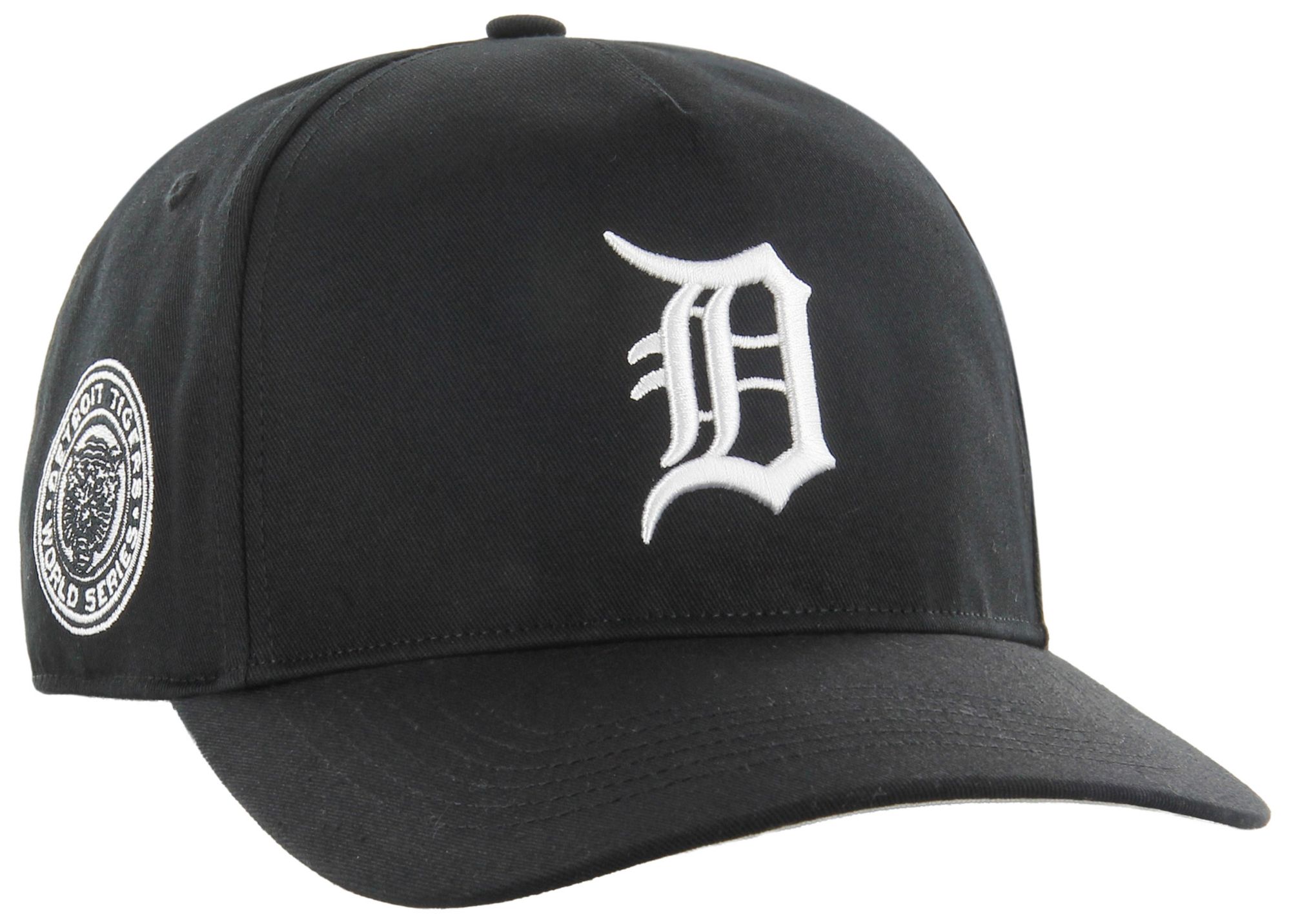 '47 Adult Detroit Tigers Black Black&White Sure Shot Hitch Adjustable Hat