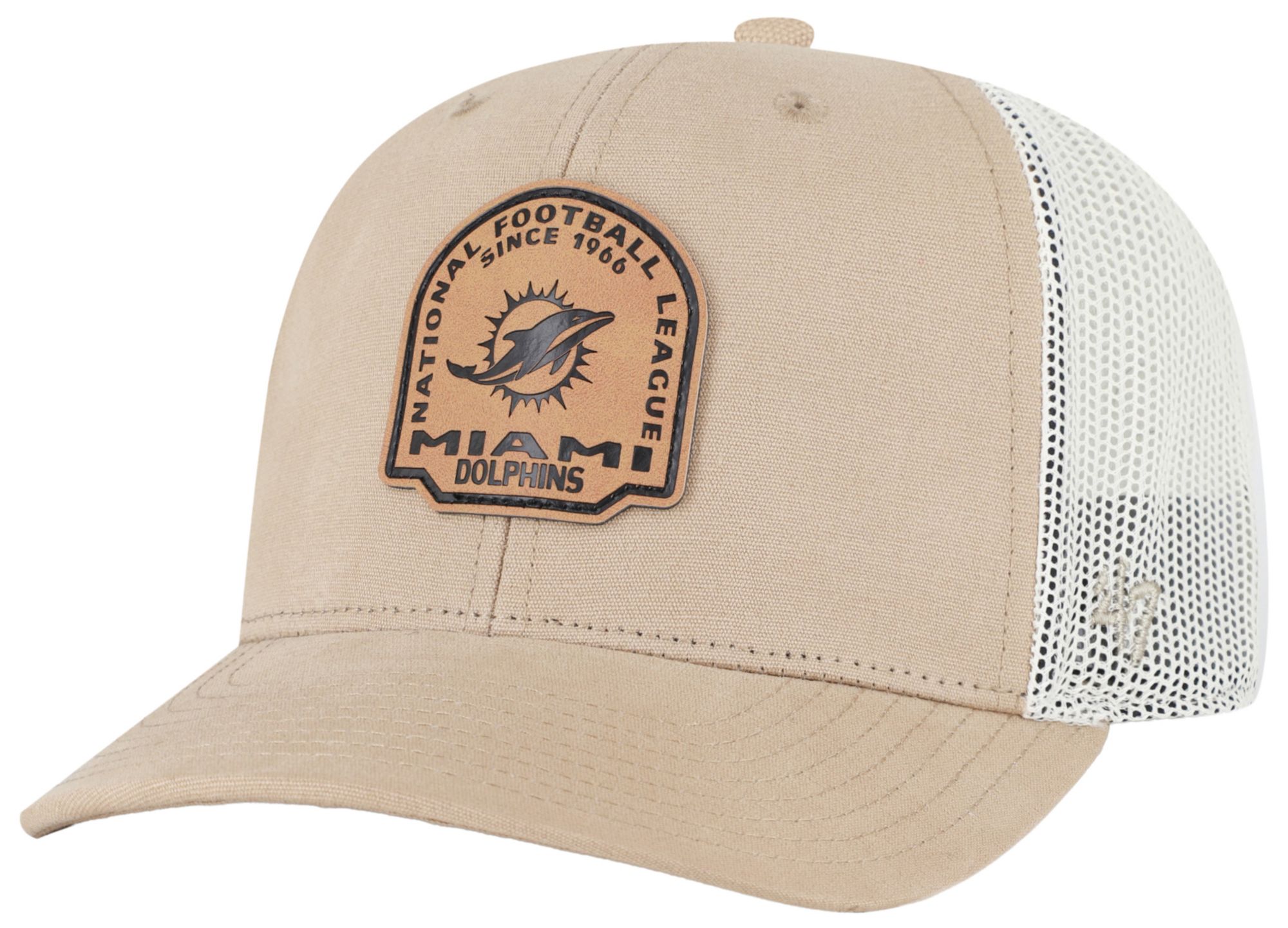 '47 Adult Miami Dolphins Khaki Adjustable Trucker Hat