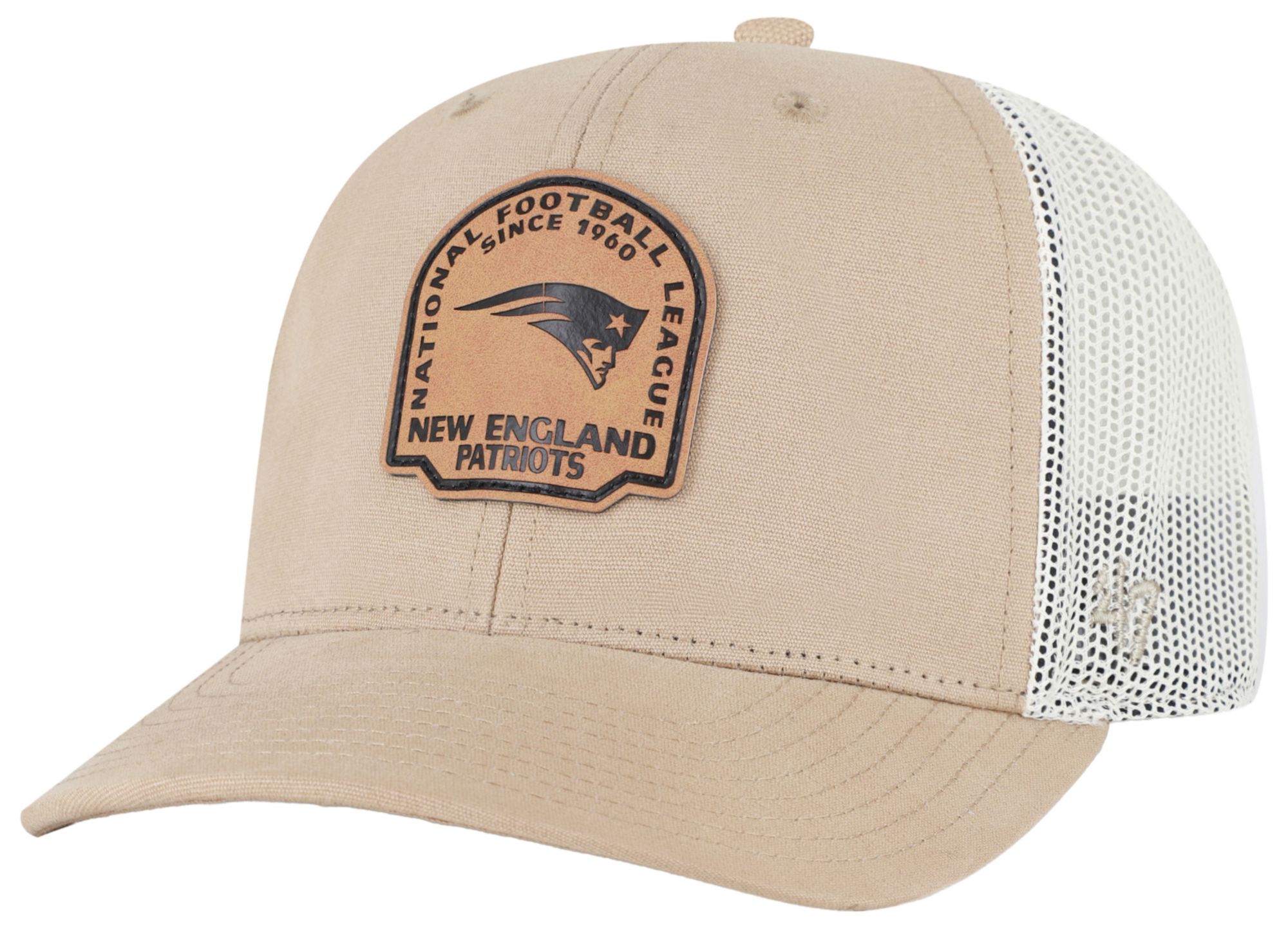 '47 Adult New England Patriots Khaki Adjustable Trucker Hat