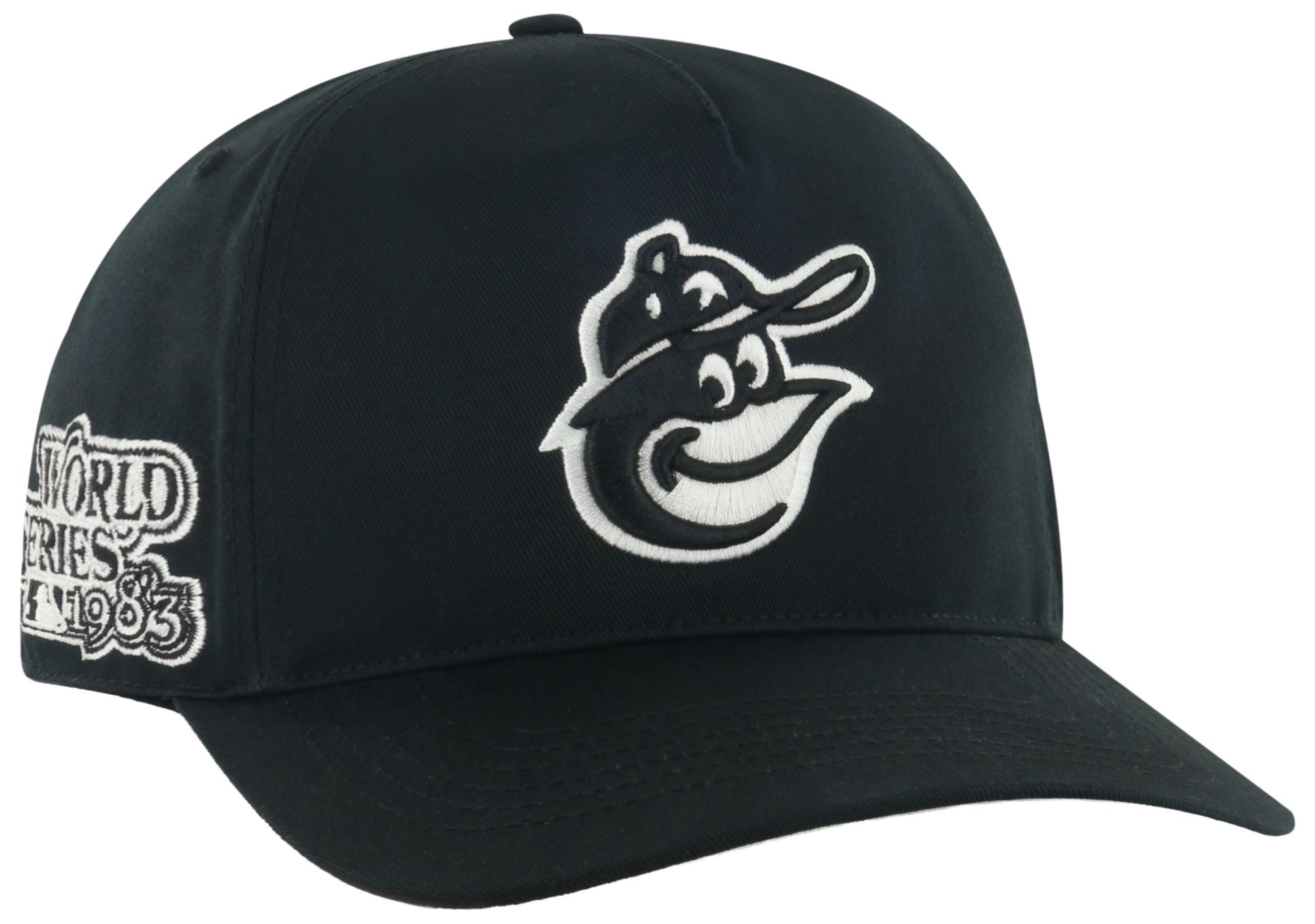 '47 Adult Baltimore Orioles Black Black&amp;White Sure Shot Hitch Adjustable Hat