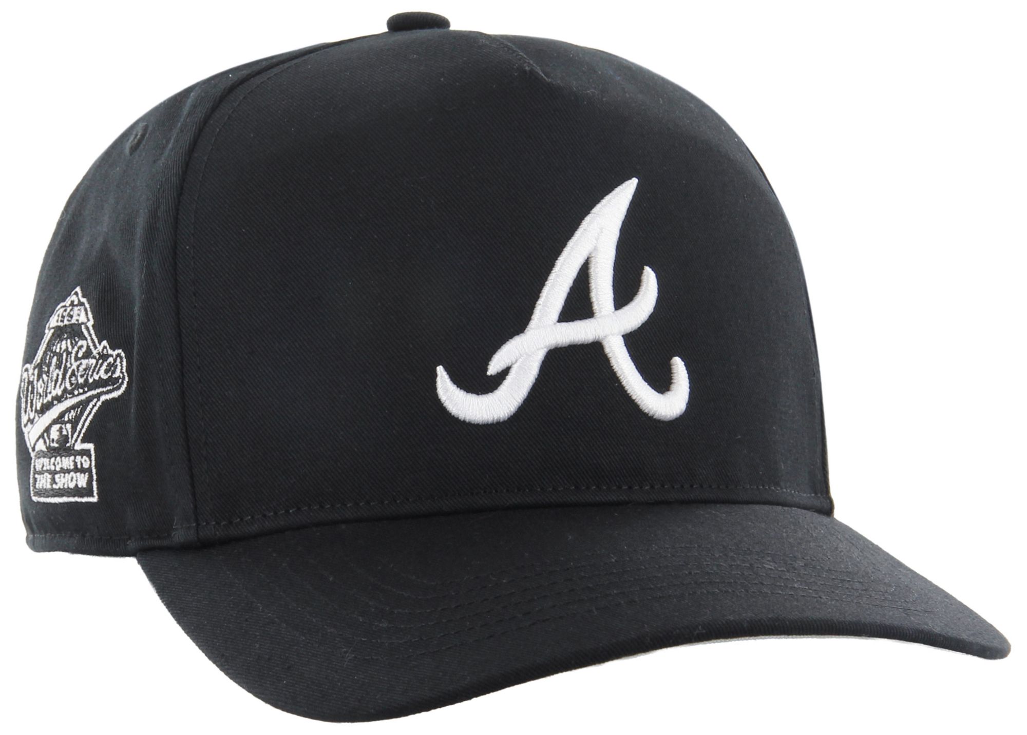 '47 Adult Atlanta Braves Black Black&White Sure Shot Hitch Adjustable Hat