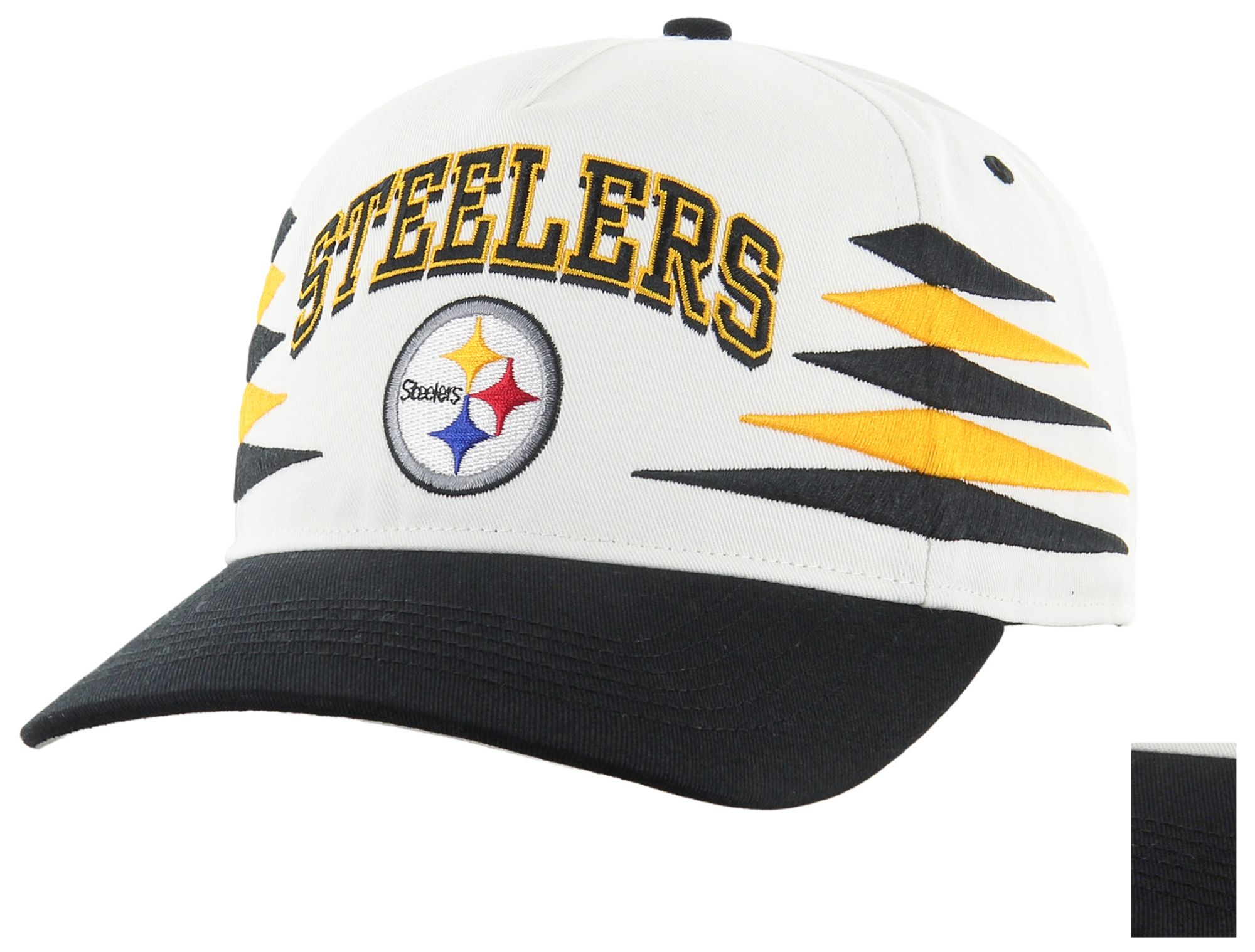 '47 Adult Pittsburgh Steelers White Diamond Hitch Adjustable Hat