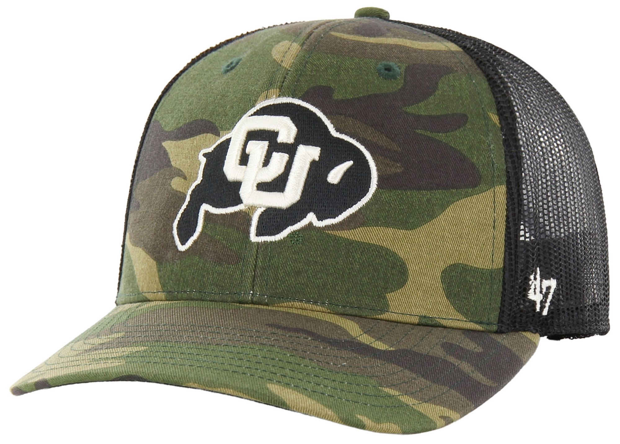 '47 Adult Colorado Buffaloes Camo Trucker Adjustable Hat