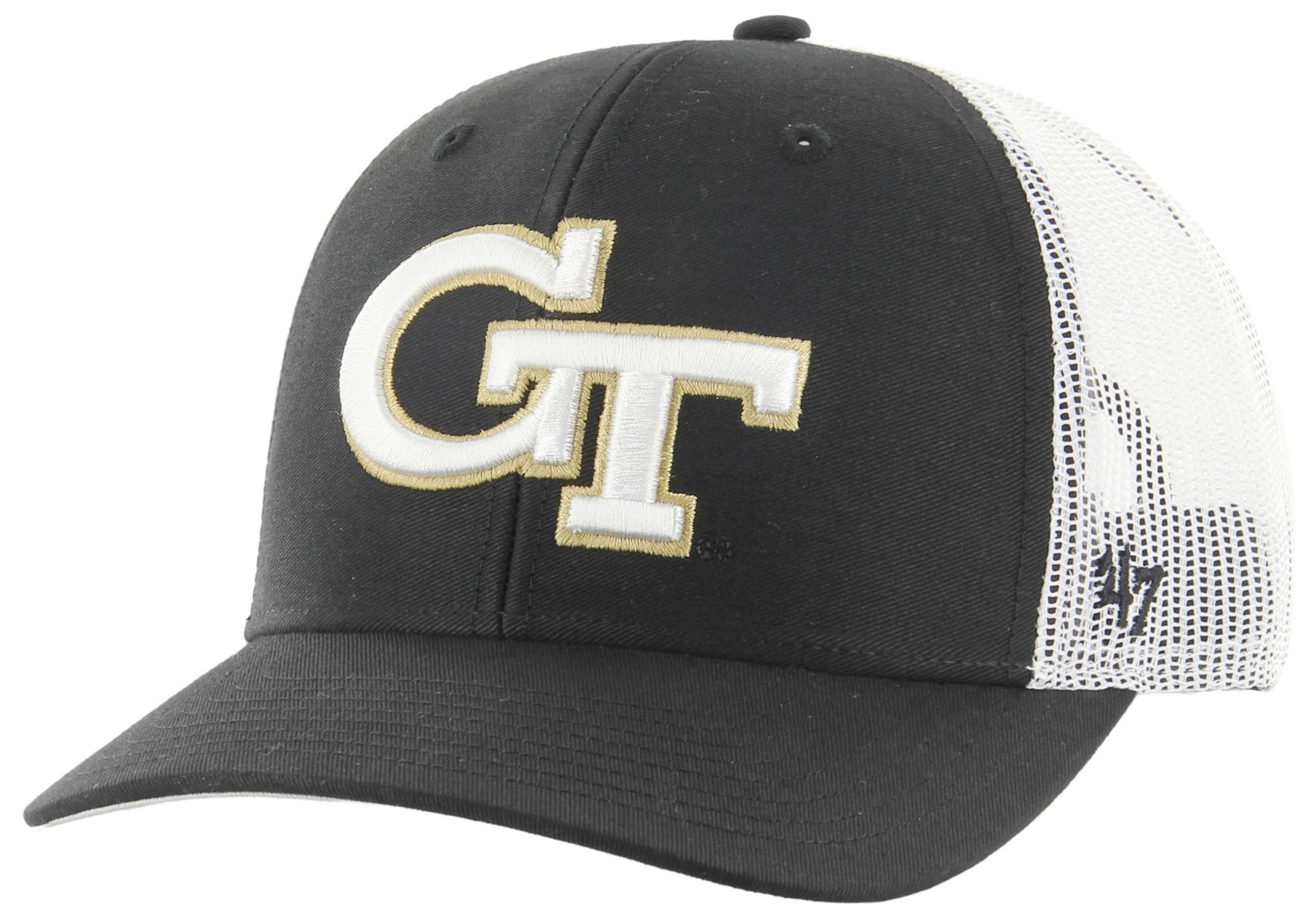 '47 Adult Georgia Tech Yellow Jackets Black Logo Adjustable Trucker Hat