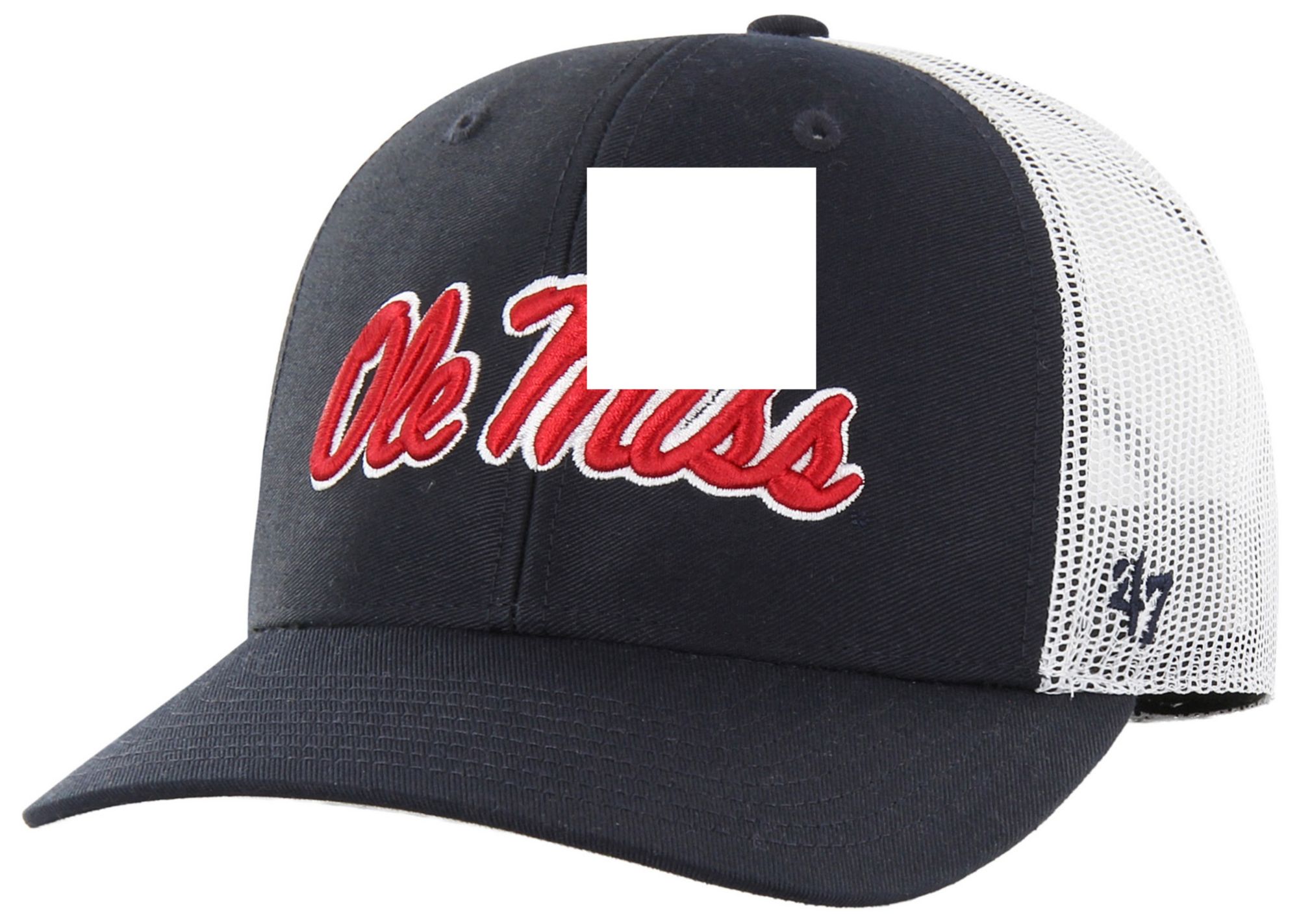 '47 Adult Ole Miss Rebels Navy Logo Adjustable Trucker Hat