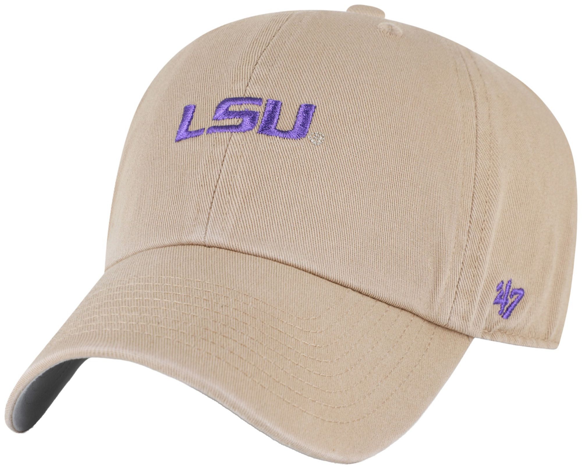 '47 Adult LSU Tigers Khaki Baserunner Script Clean Up Adjustable Hat